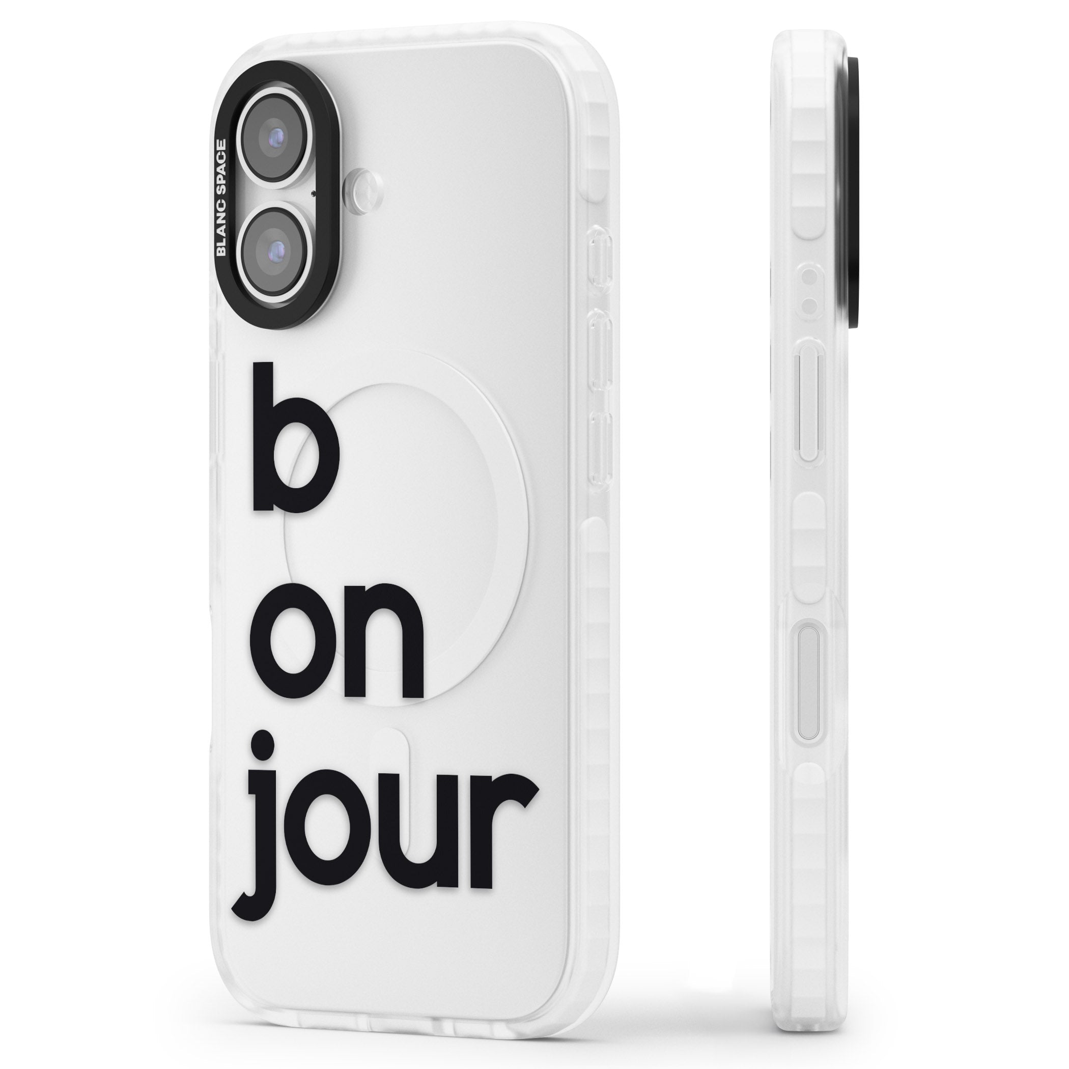 Bonjour iPhone 17 Impact Clear Phone Case Side Profile
