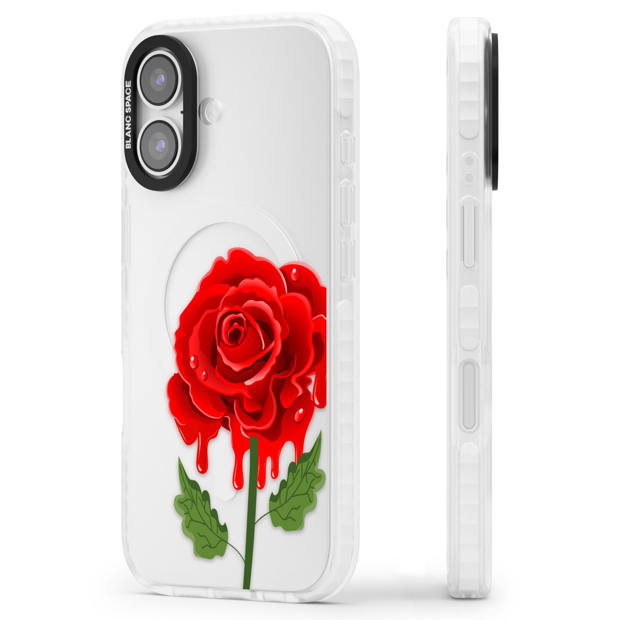 Melting Rose iPhone 17 Impact Clear Phone Case Side Profile