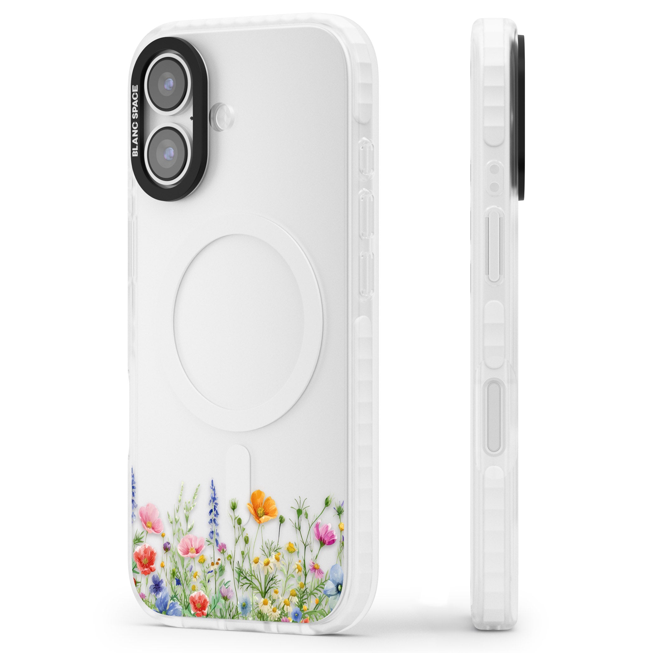 Minimal Wildflowers iPhone 17 Impact Clear Phone Case Side Profile