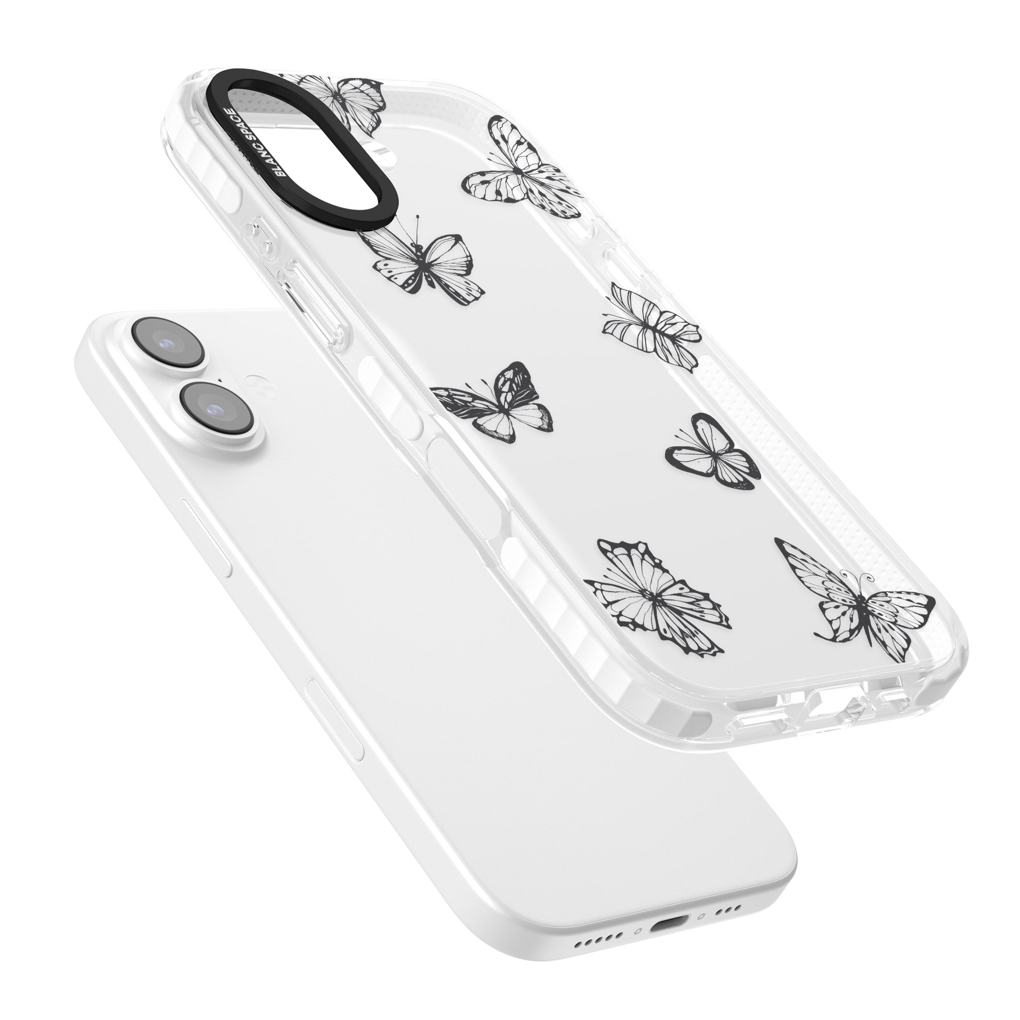 Grey Butterfly Line Pattern iPhone 17 Impact Clear Phone Case Colours