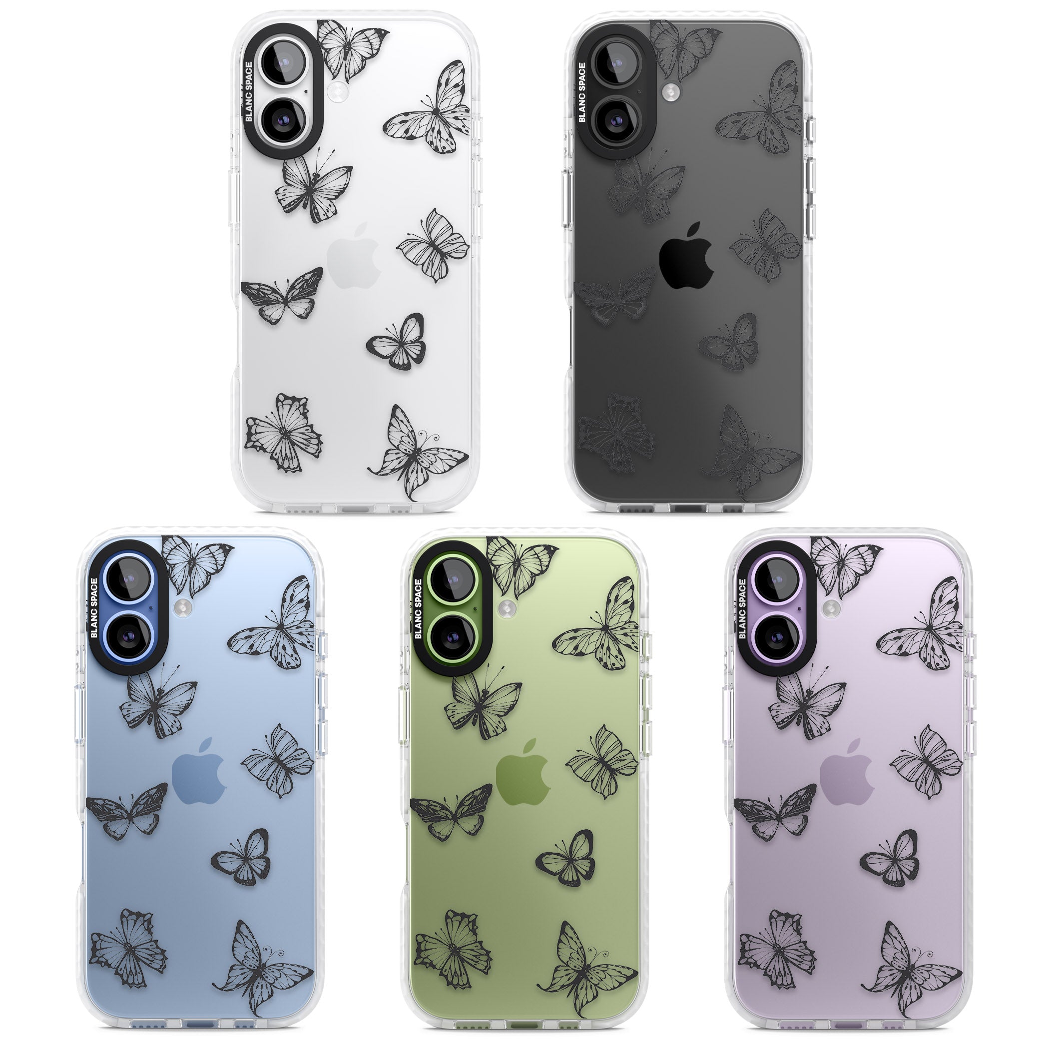 Grey Butterfly Line Pattern iPhone 17 Impact Clear Phone Case APT Impact Protection