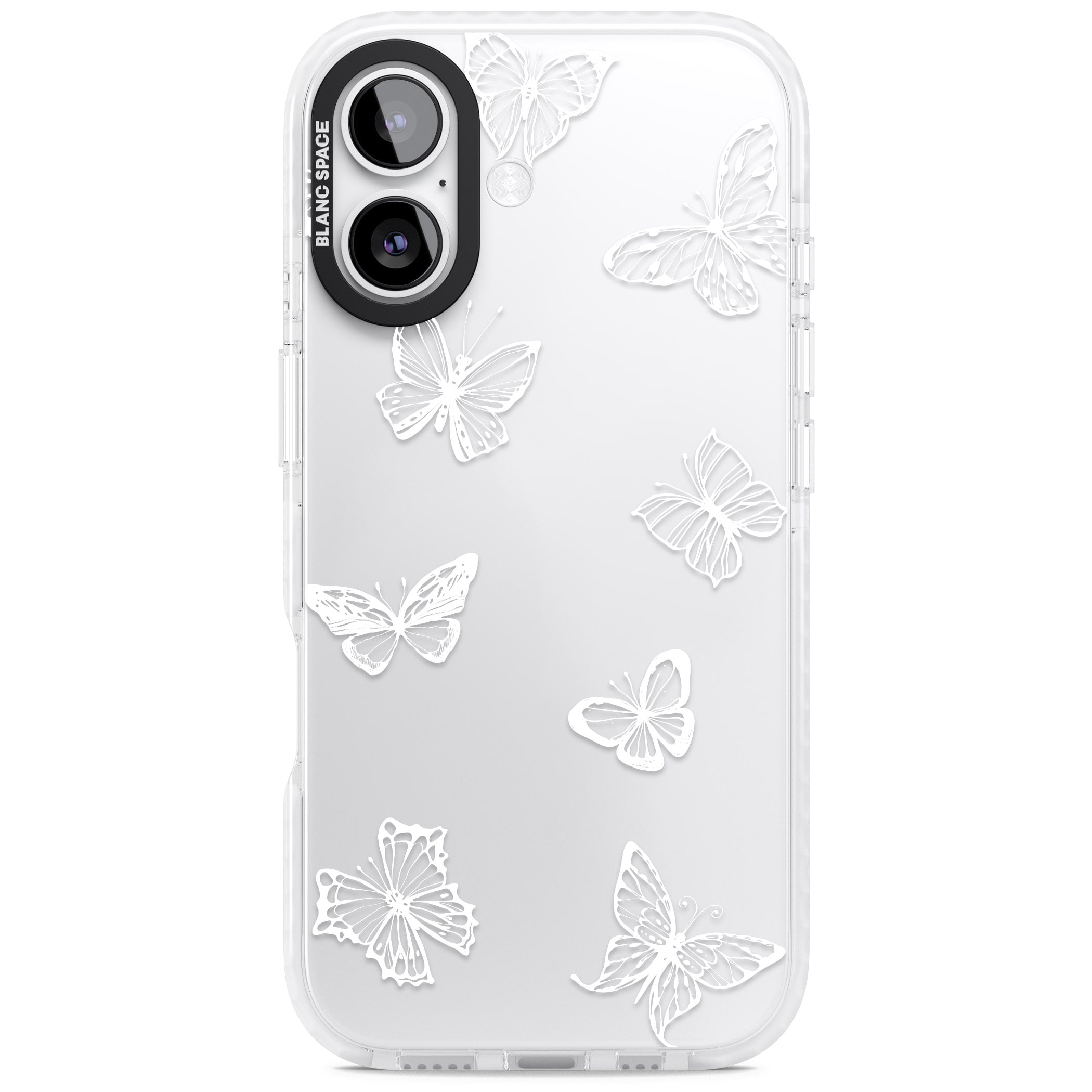 White Butterfly Line Pattern iPhone 17 Impact Clear Phone Case