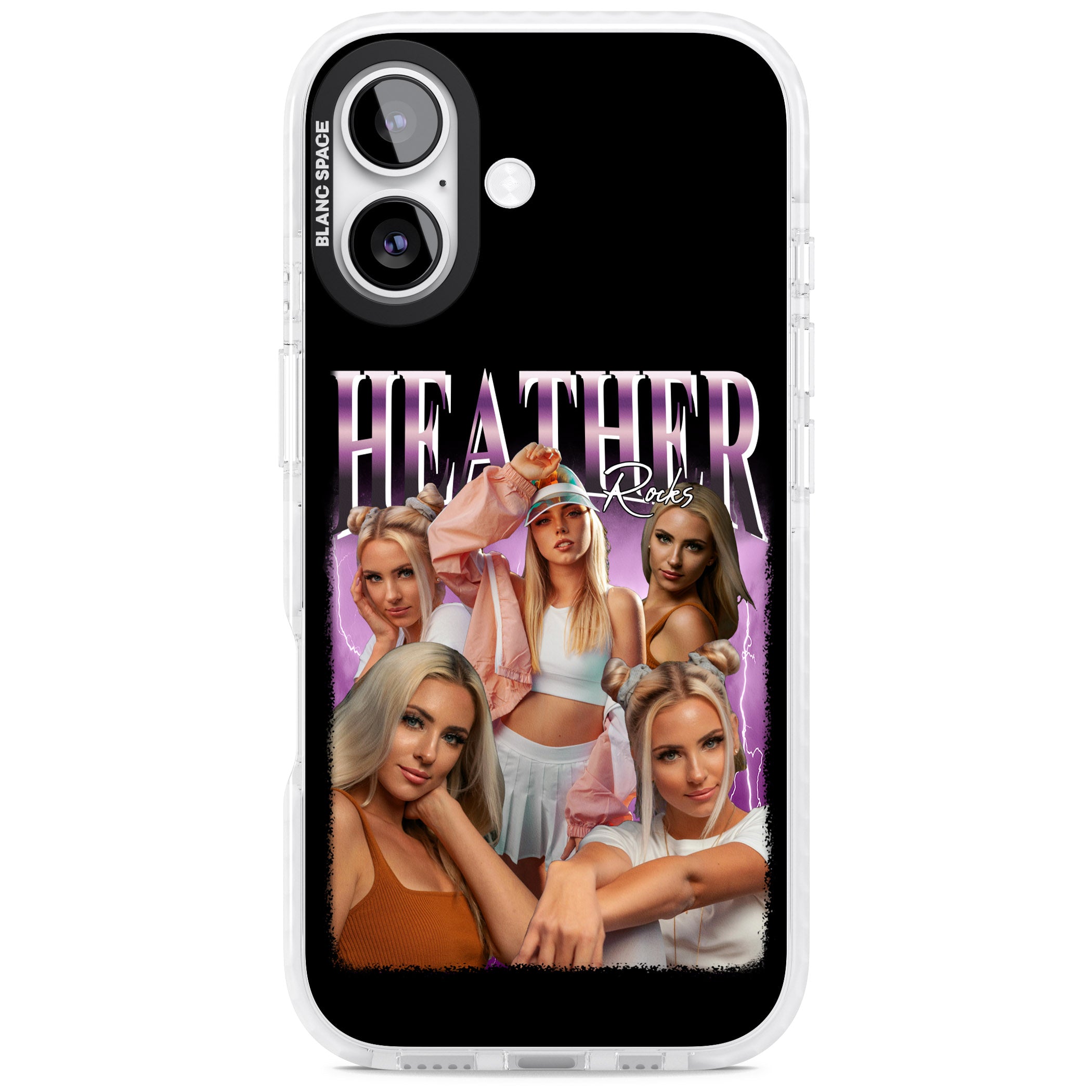 Personalised Airbrush Name & Photo Collage (Pink) iPhone 17 Impact Clear Phone Case