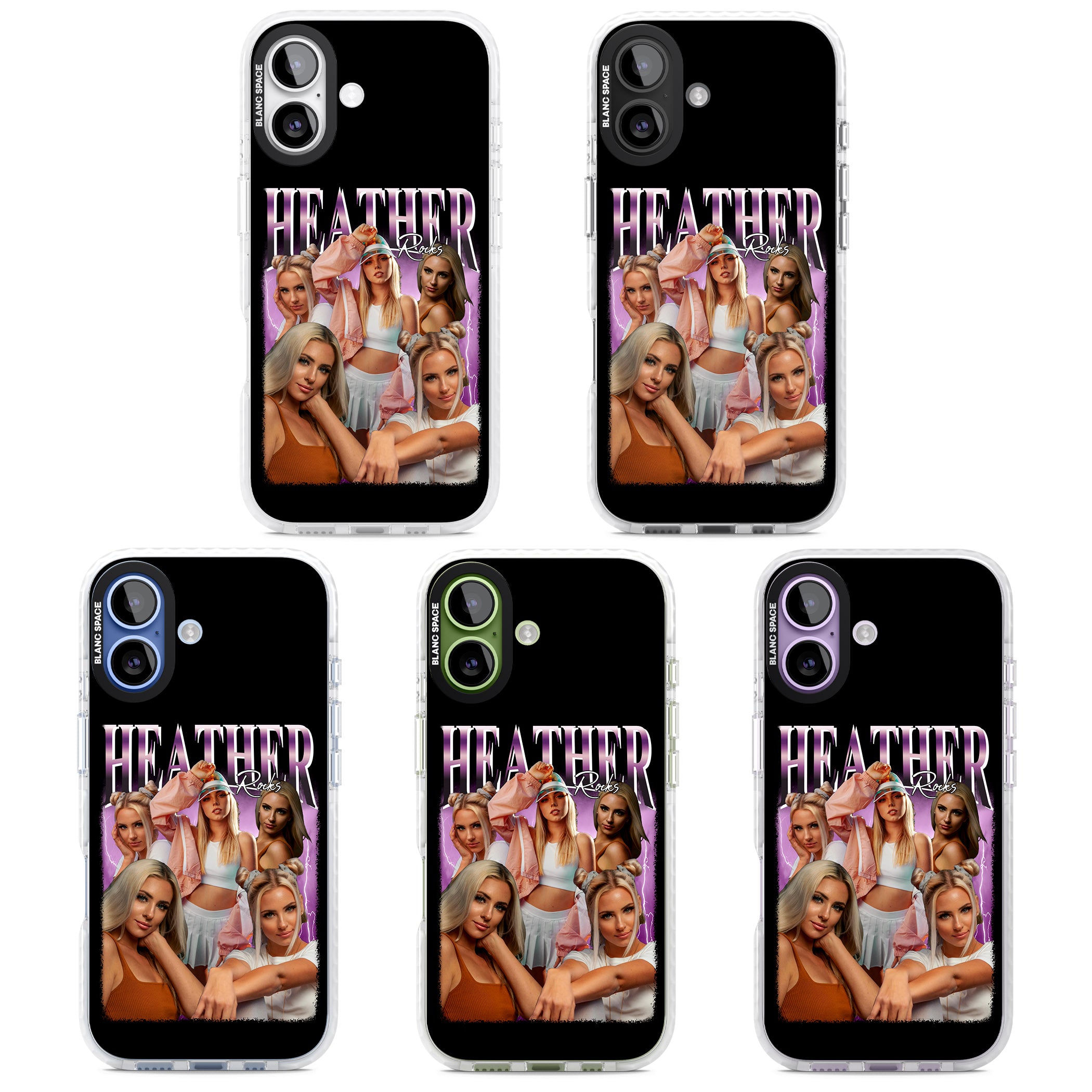 Personalised Airbrush Name & Photo Collage (Pink) iPhone 17 Impact Clear Phone Case APT Impact Protection