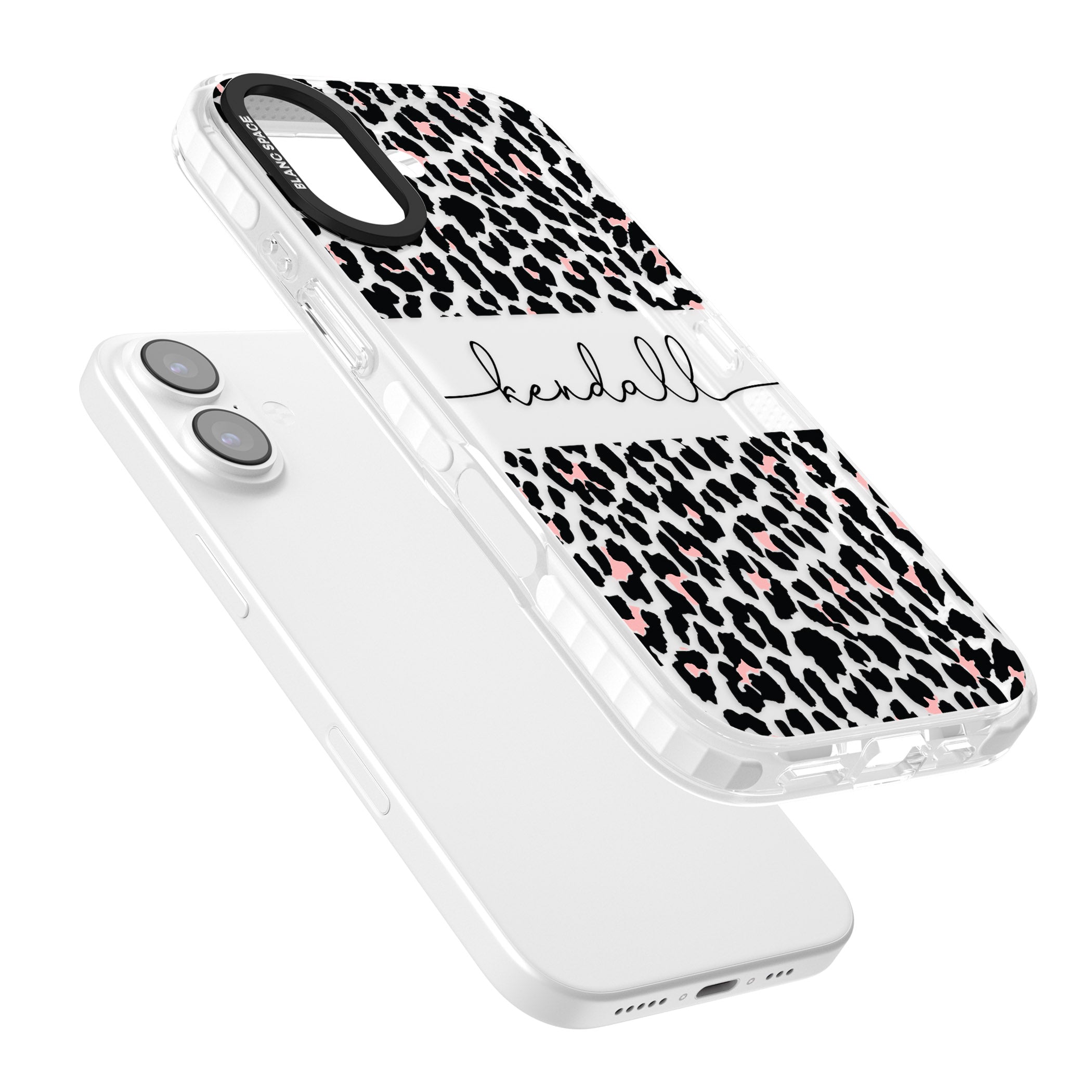 Personalised Cursive Leopard Spots iPhone 17 Impact Clear Phone Case Colours