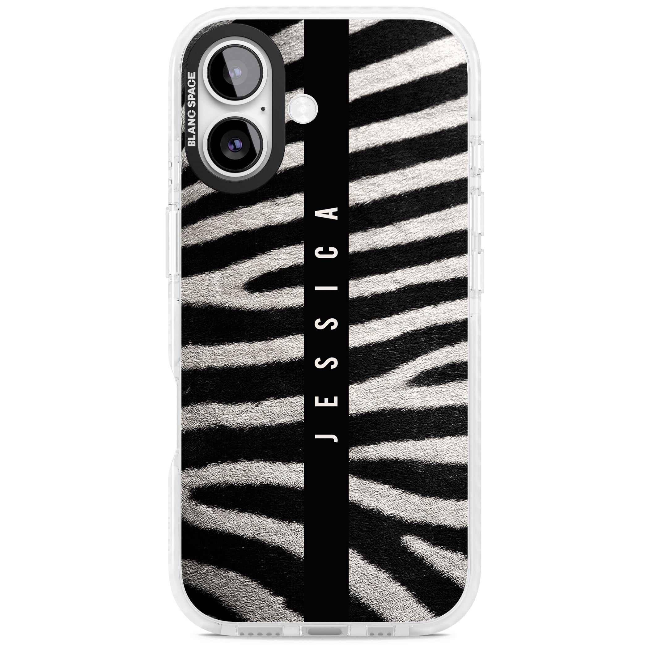 Personalised Zebra Print iPhone 17 Impact Clear Phone Case