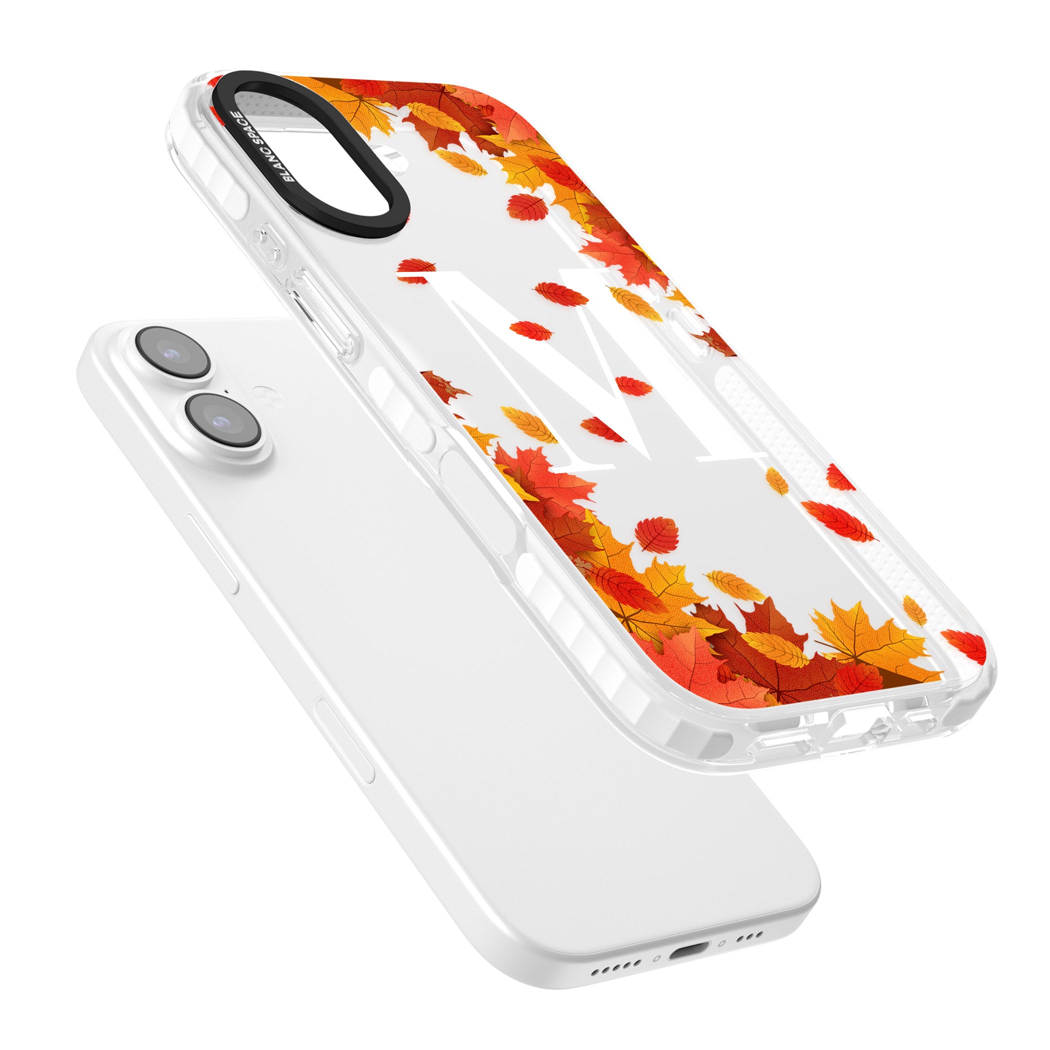 Personalised Autumn Leaves Monogram iPhone 17 Impact Clear Phone Case Colours