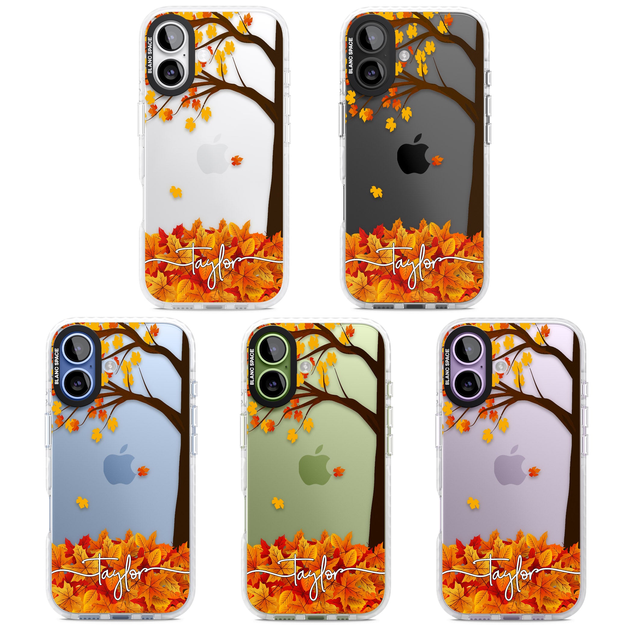 Personalised Autumn Leaves iPhone 17 Impact Clear Phone Case APT Impact Protection