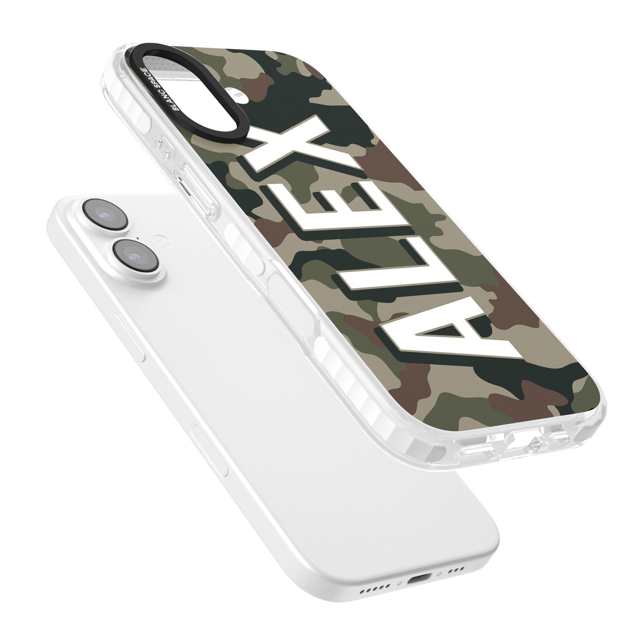 Personalised Classic Green Camo iPhone 17 Impact Clear Phone Case Colours