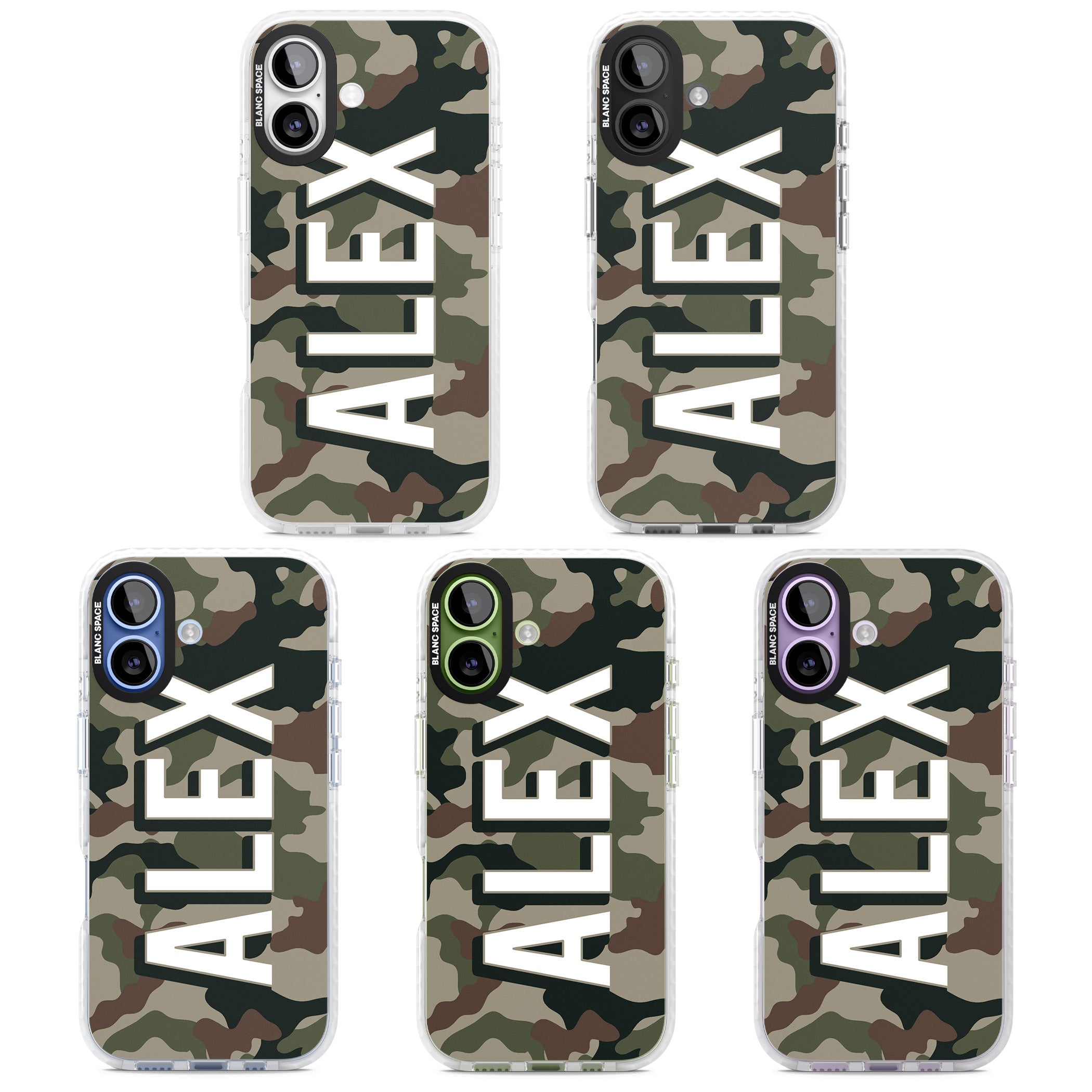 Personalised Classic Green Camo iPhone 17 Impact Clear Phone Case APT Impact Protection