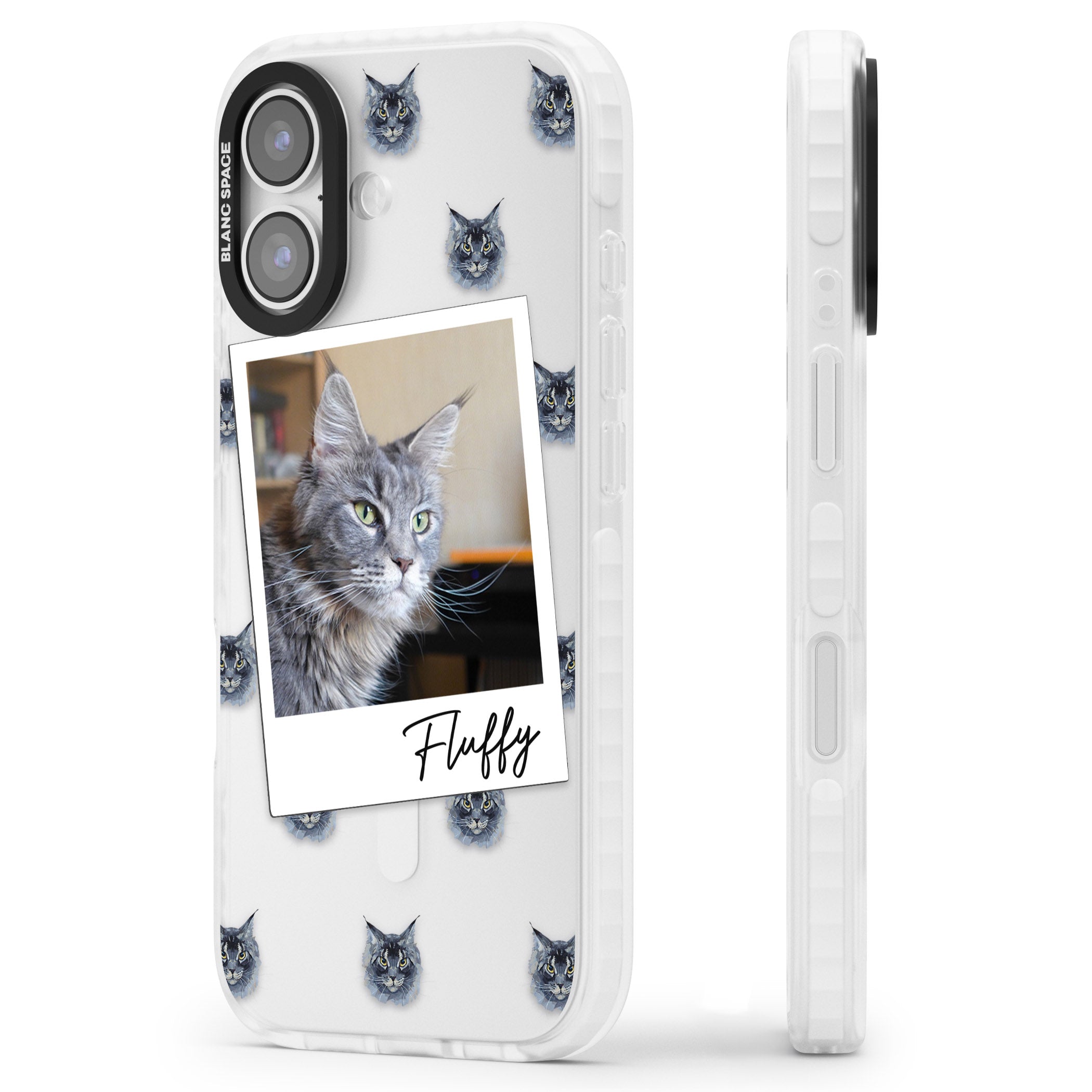 Personalised Maine Coon Photo iPhone 17 Impact Clear Phone Case Side Profile