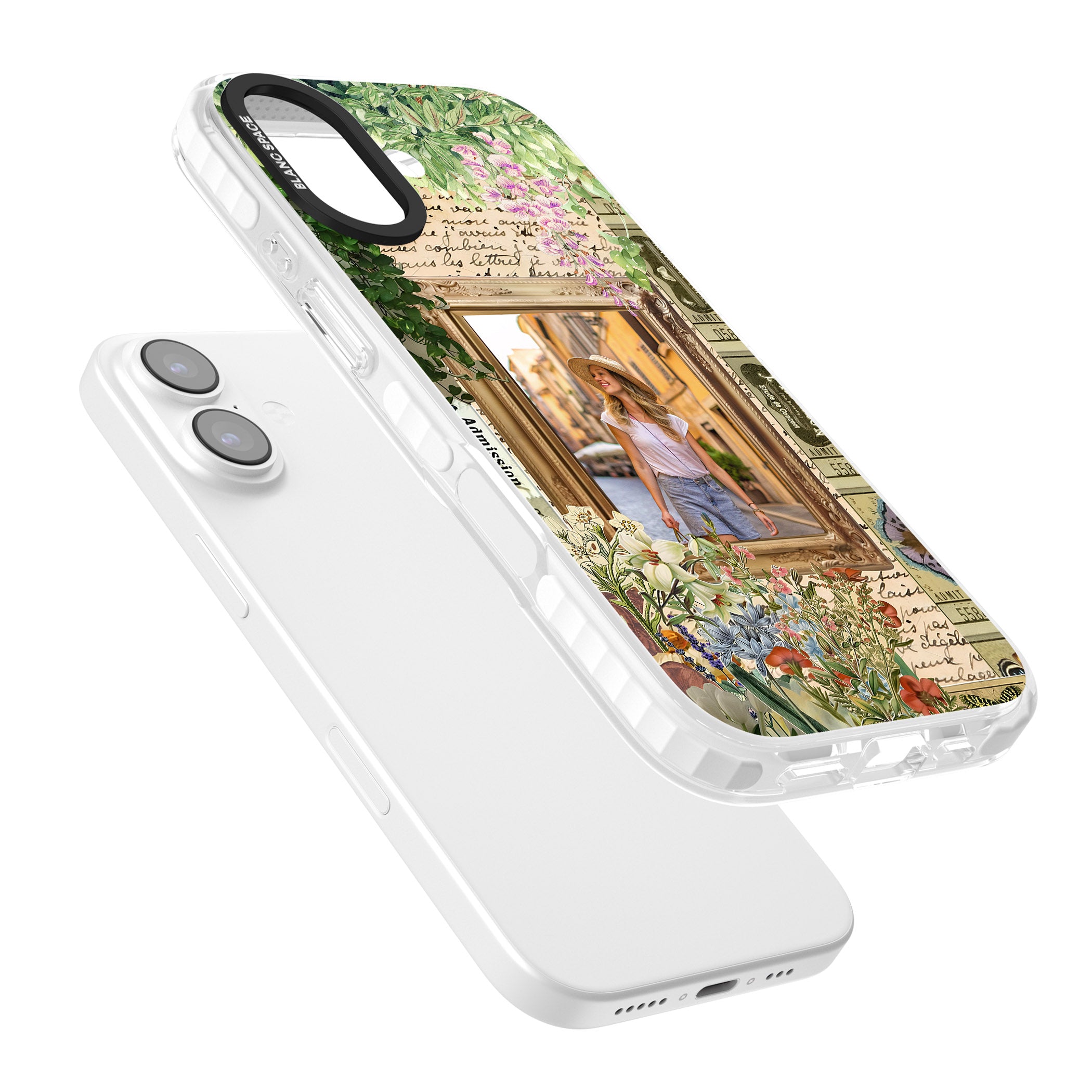 Personalised Tuscan Floral Collage Frame iPhone 17 Impact Clear Phone Case Colours