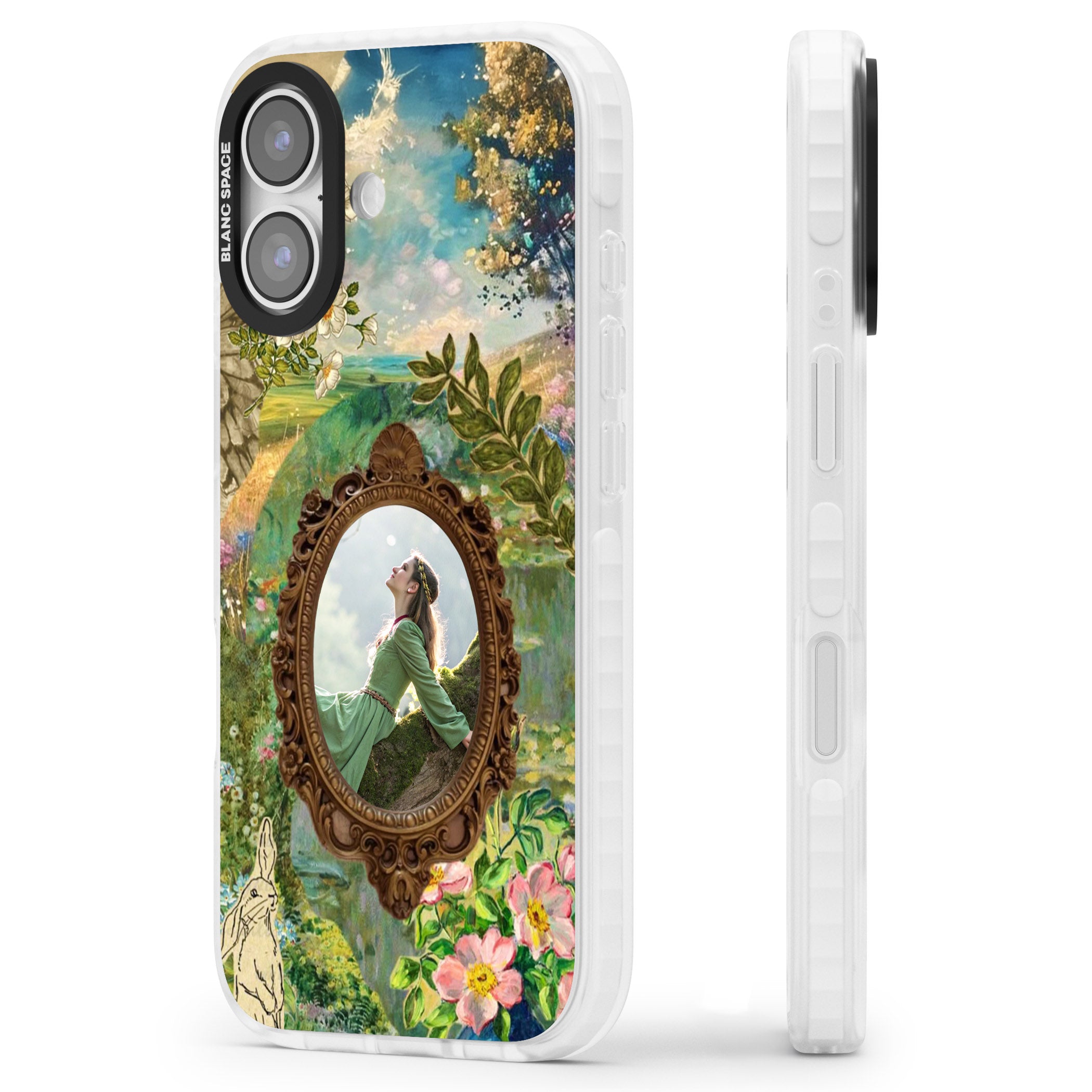 Personalised Meadow Frame iPhone 17 Impact Clear Phone Case Side Profile