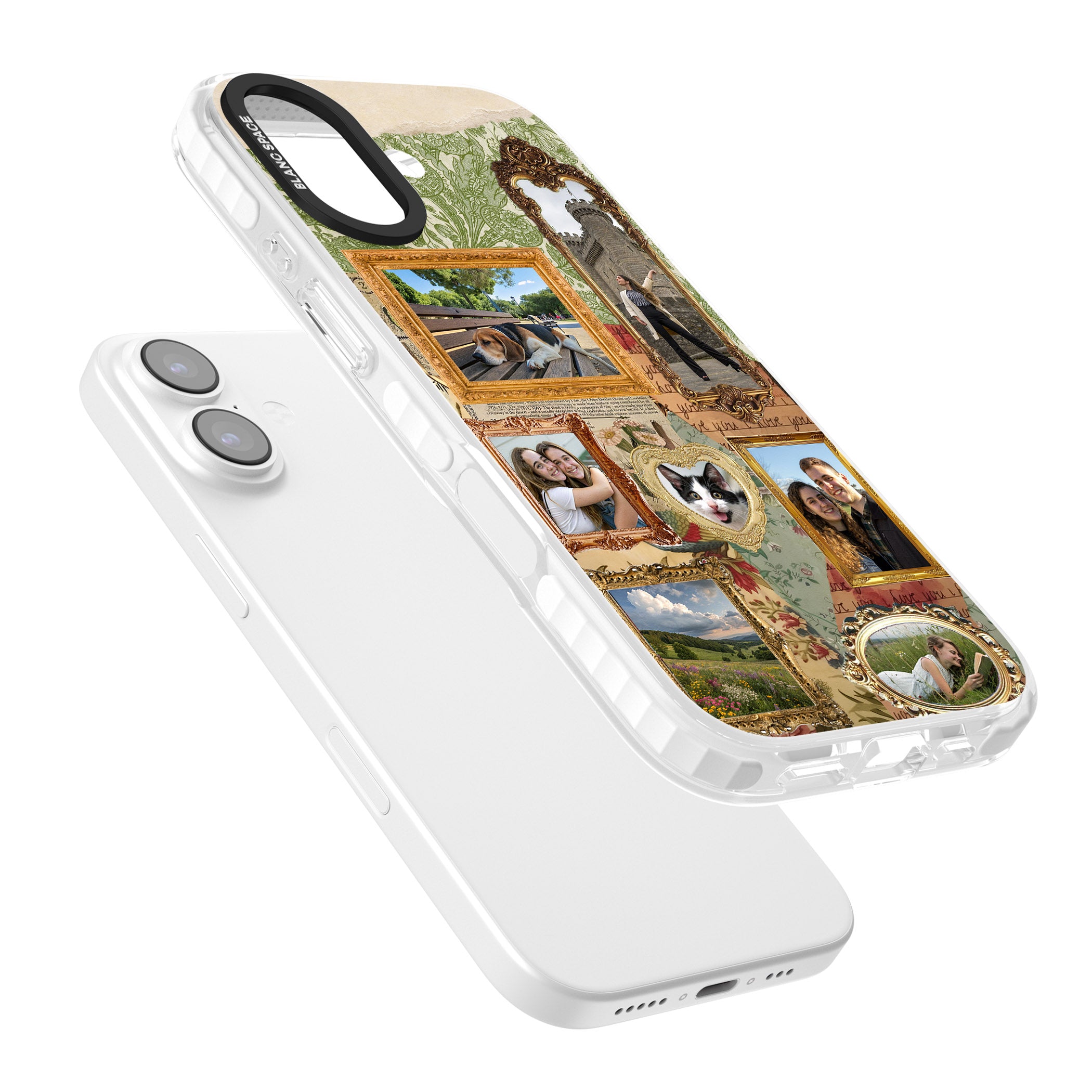 Personalised Vintage Frame Collage iPhone 17 Impact Clear Phone Case Colours