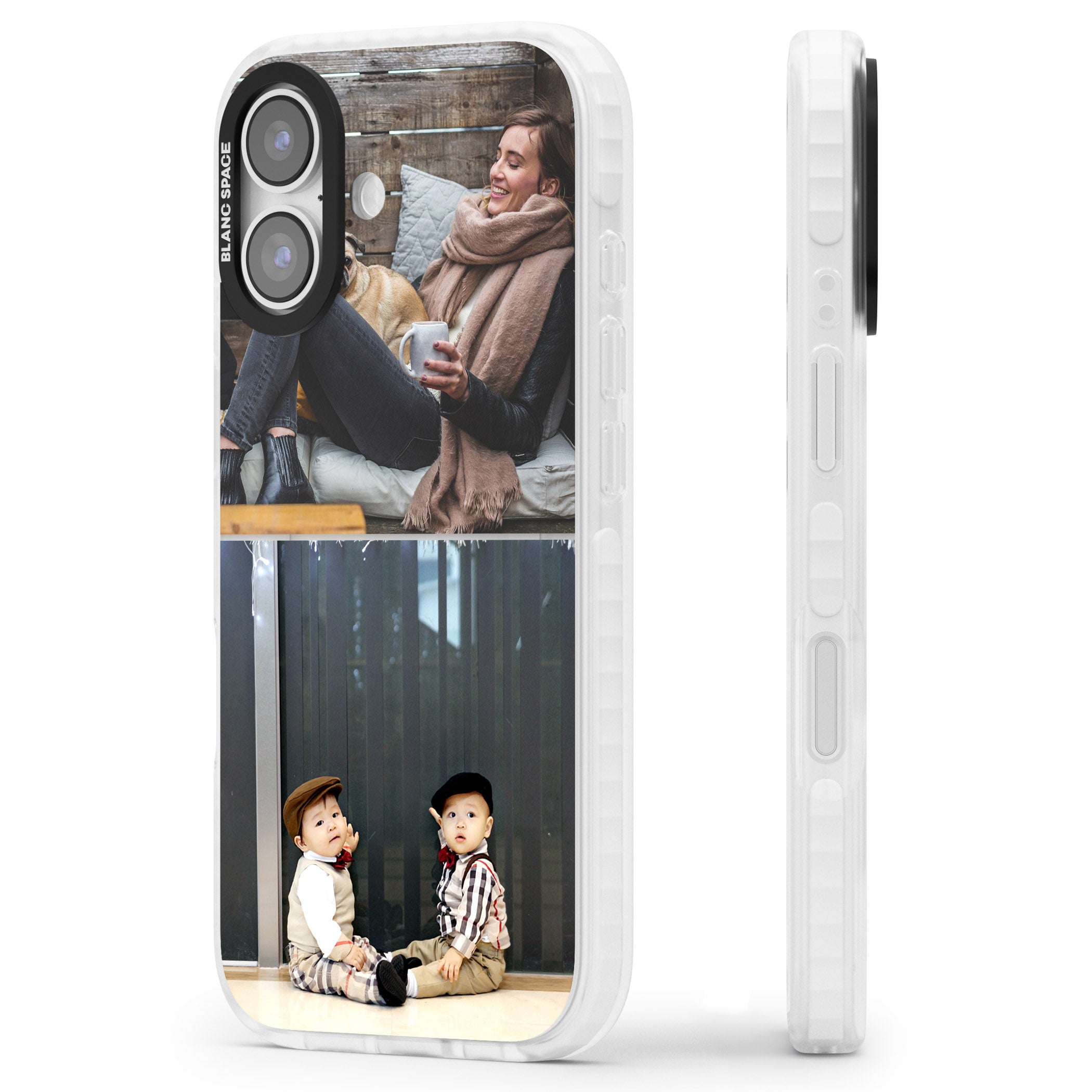 Personalised 2 Photo Grid iPhone 17 Impact Clear Phone Case Side Profile