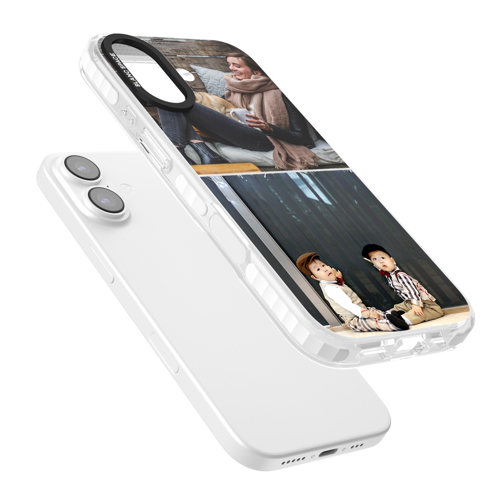 Personalised 2 Photo Grid iPhone 17 Impact Clear Phone Case Colours