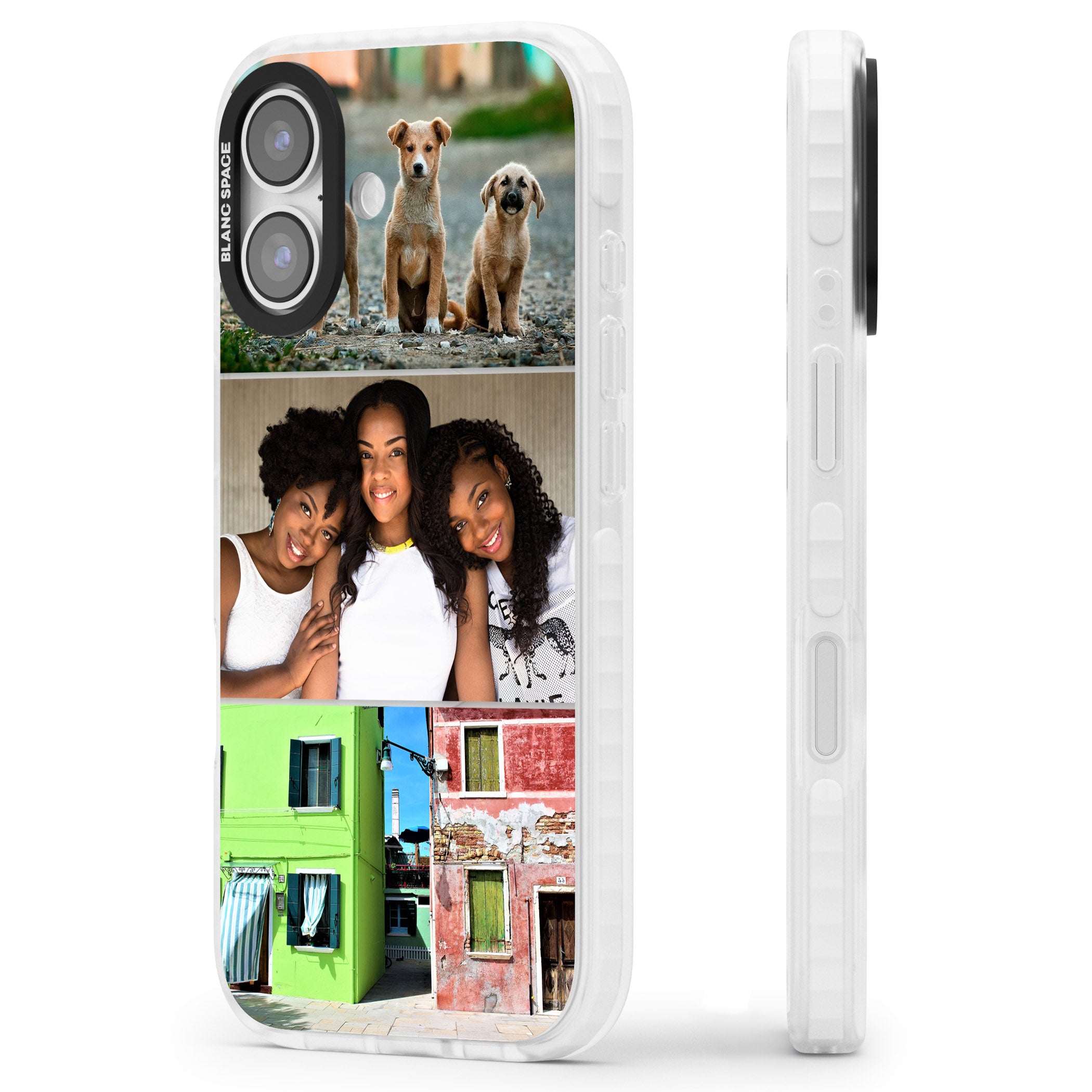 Personalised 3 Photo Grid iPhone 17 Impact Clear Phone Case Side Profile