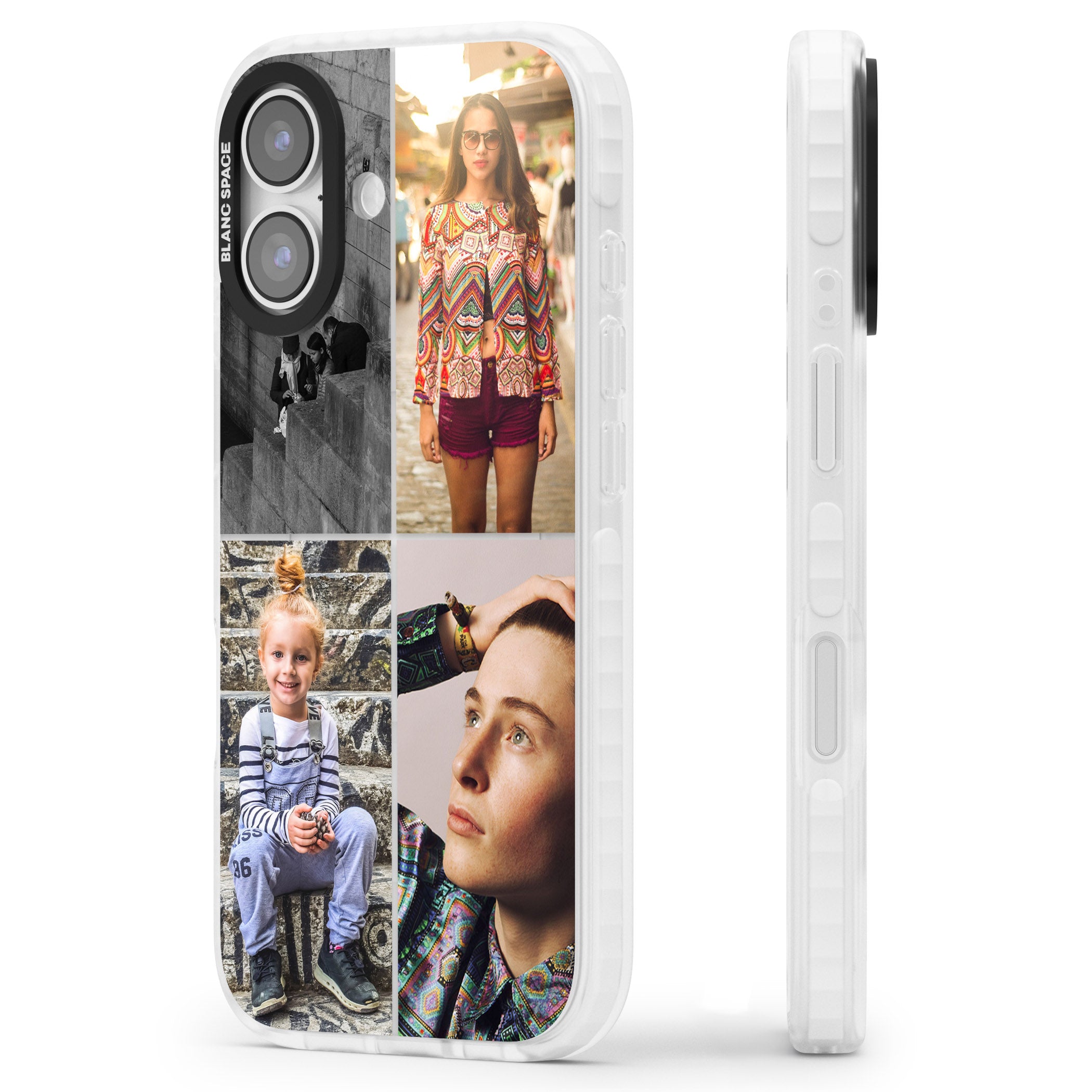 Personalised 4 Photo Grid iPhone 17 Impact Clear Phone Case Side Profile