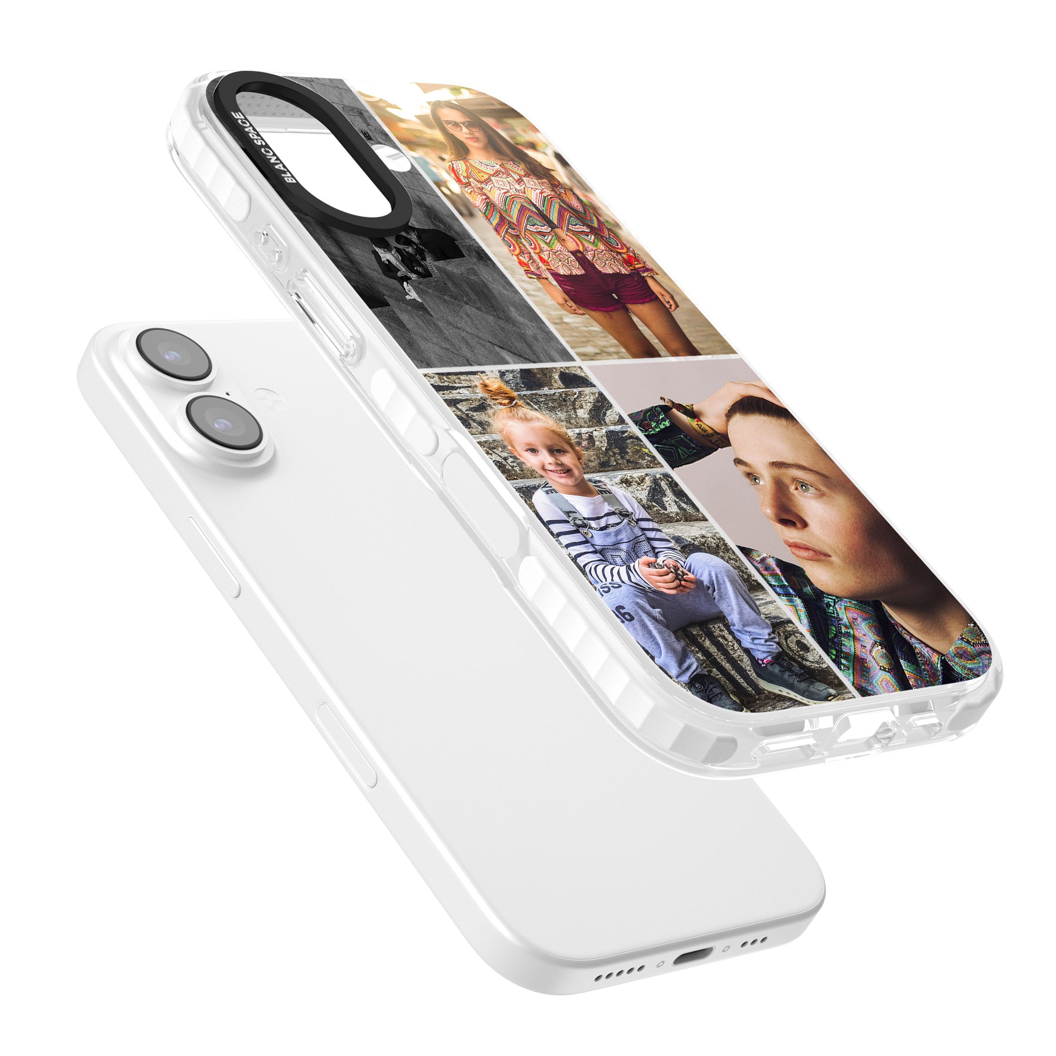 Personalised 4 Photo Grid iPhone 17 Impact Clear Phone Case Colours