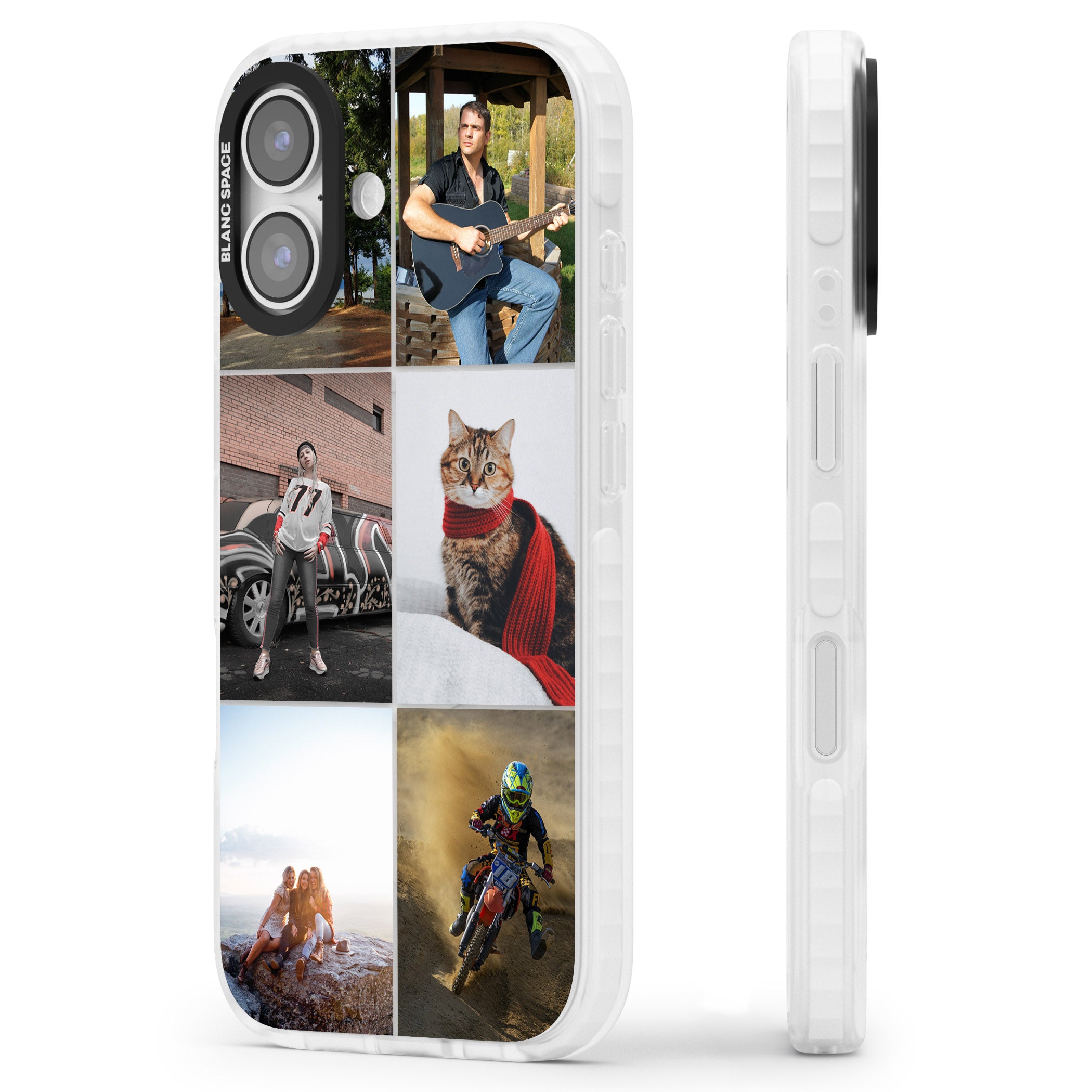 Personalised 6 Photo Grid iPhone 17 Impact Clear Phone Case Side Profile