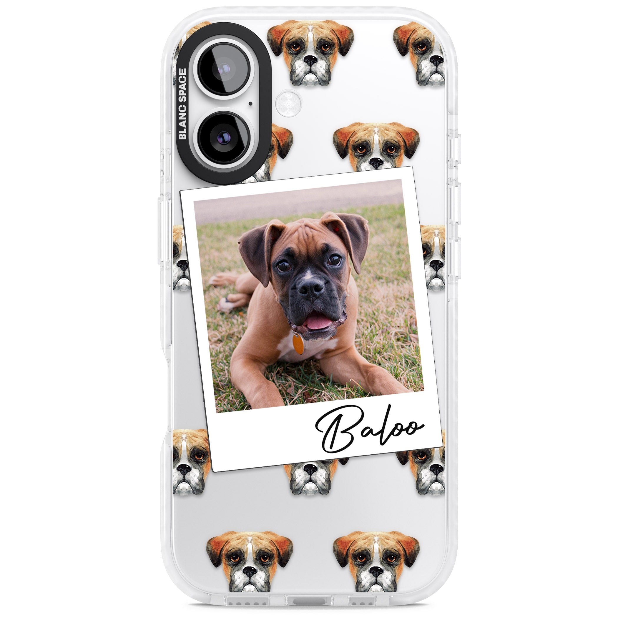 Personalised Boxer Instant Camera Photo iPhone 17 Impact Clear Phone Case