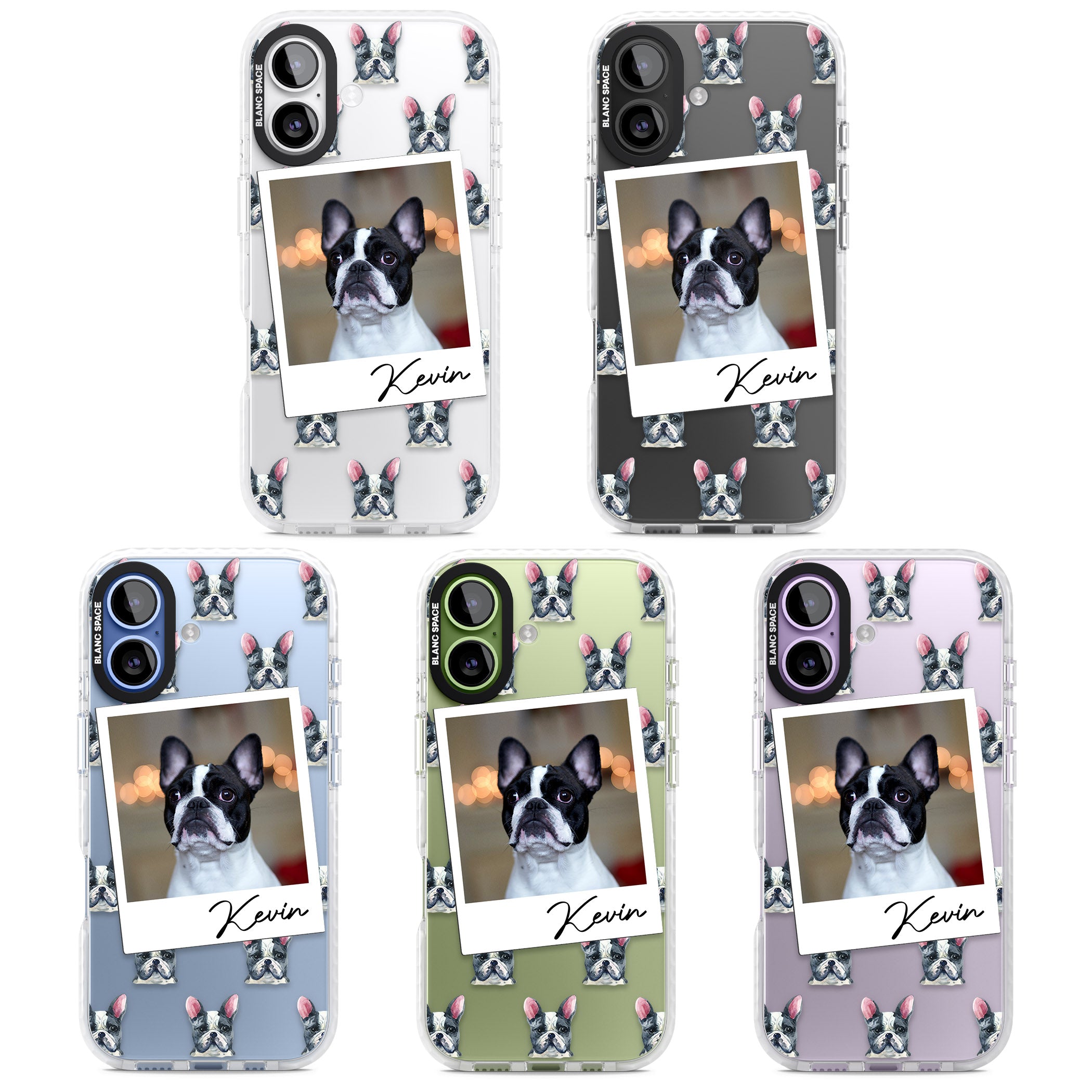 Personalised Black & White French Bulldog Instant Camera Photo iPhone 17 Impact Clear Phone Case APT Impact Protection