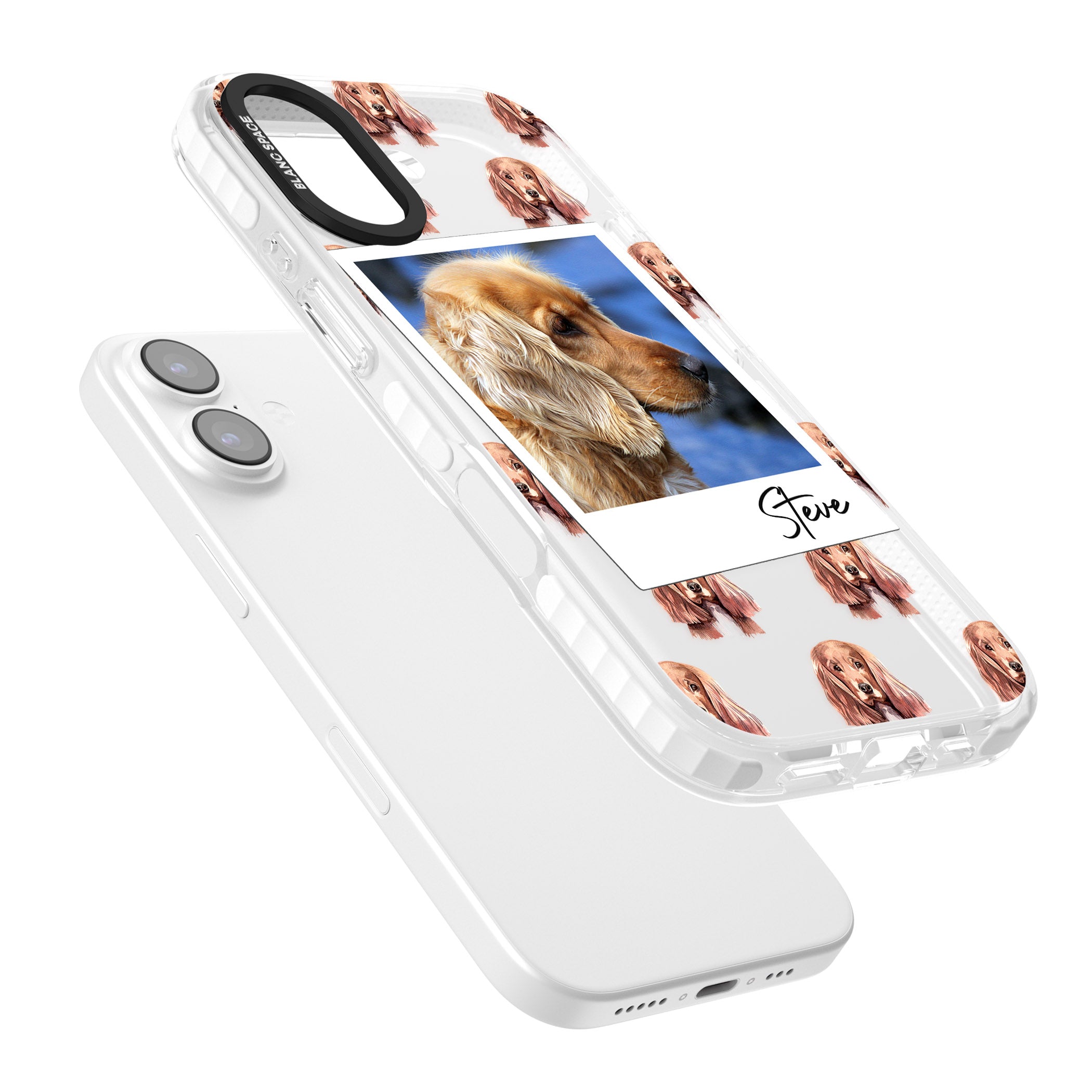 Personalised Cocker Spaniel Instant Camera Photo iPhone 17 Impact Clear Phone Case Colours
