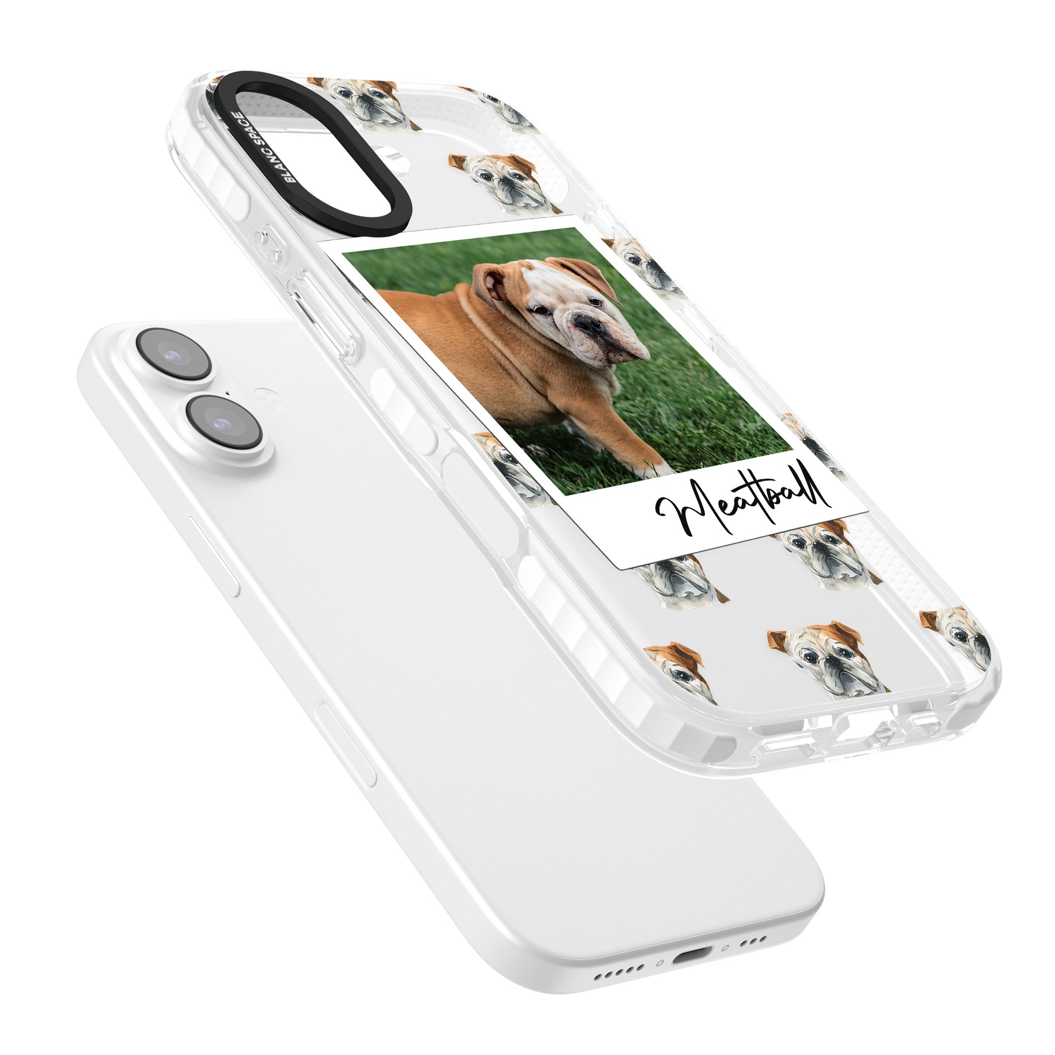 Personalised English Bulldog Instant Camera Photo iPhone 17 Impact Clear Phone Case Colours
