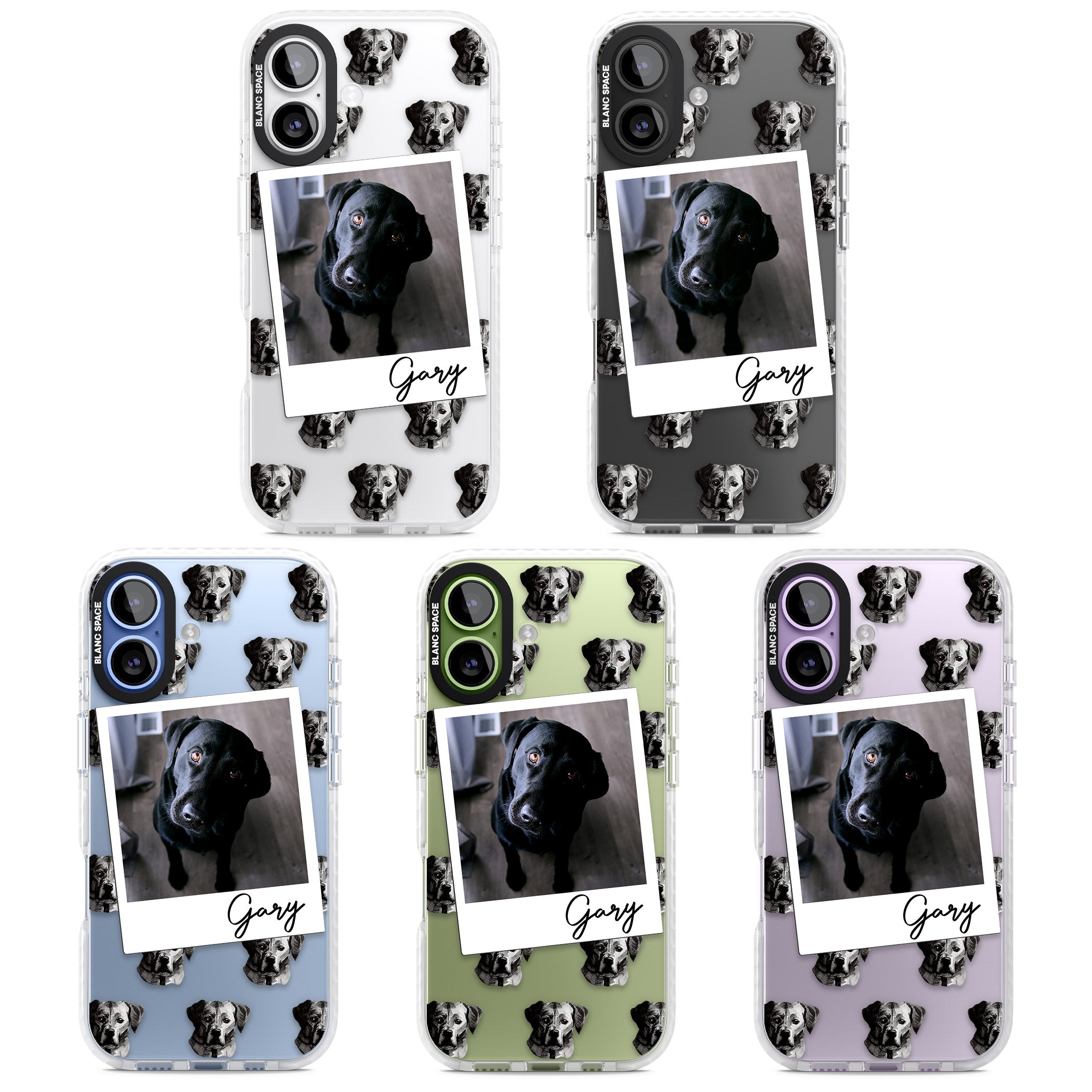 Personalised Black Labrador Instant Camera Photo iPhone 17 Impact Clear Phone Case APT Impact Protection