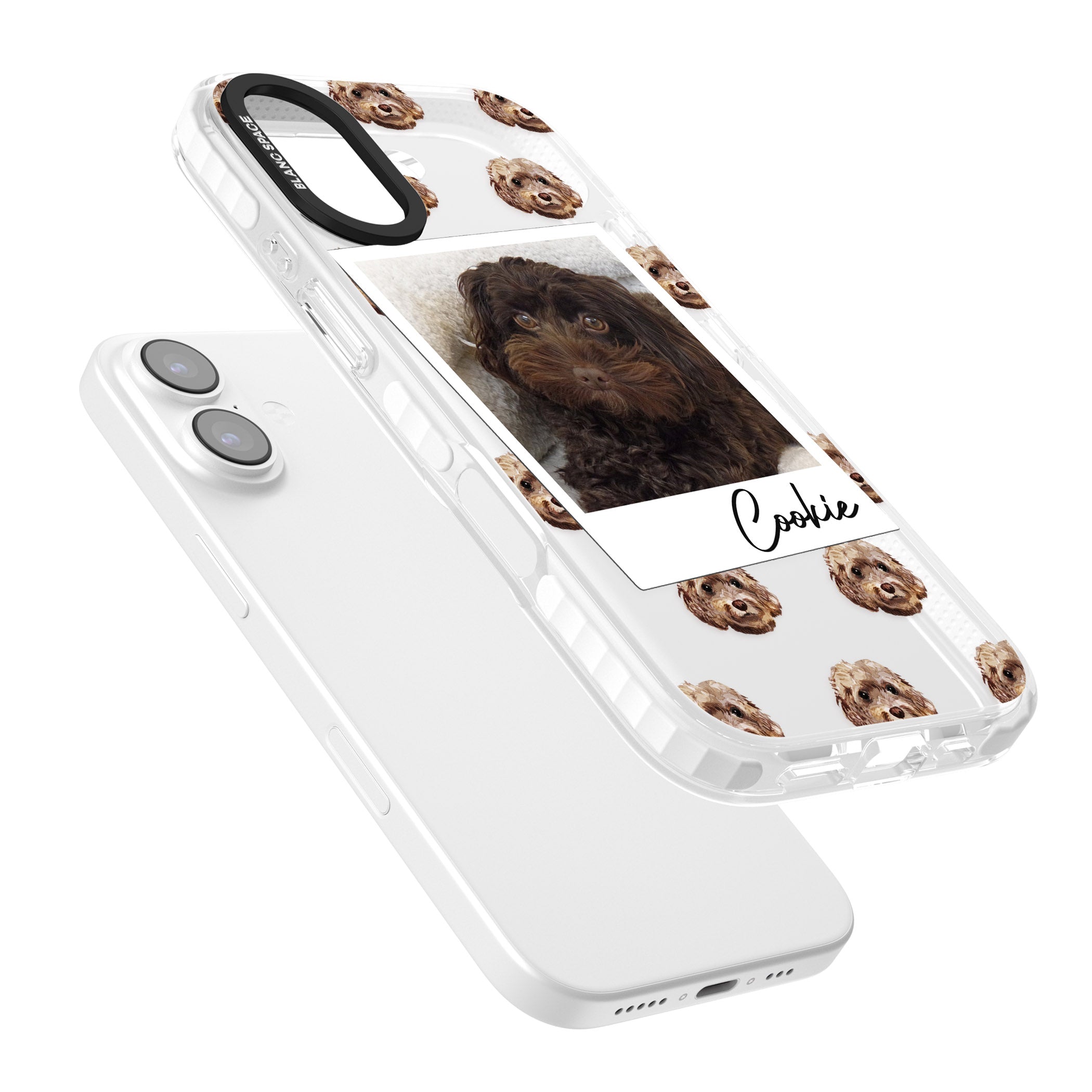 Personalised Brown Cockapoo Instant Camera Photo iPhone 17 Impact Clear Phone Case Colours
