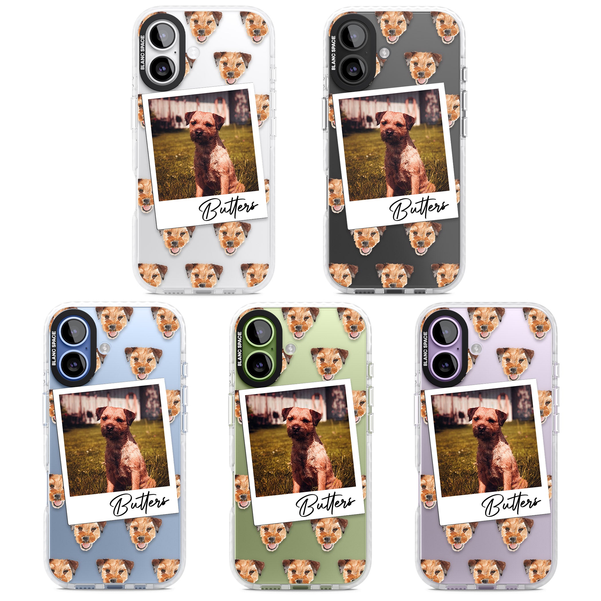 Personalised Border Terrier Instant Camera Photo iPhone 17 Impact Clear Phone Case APT Impact Protection