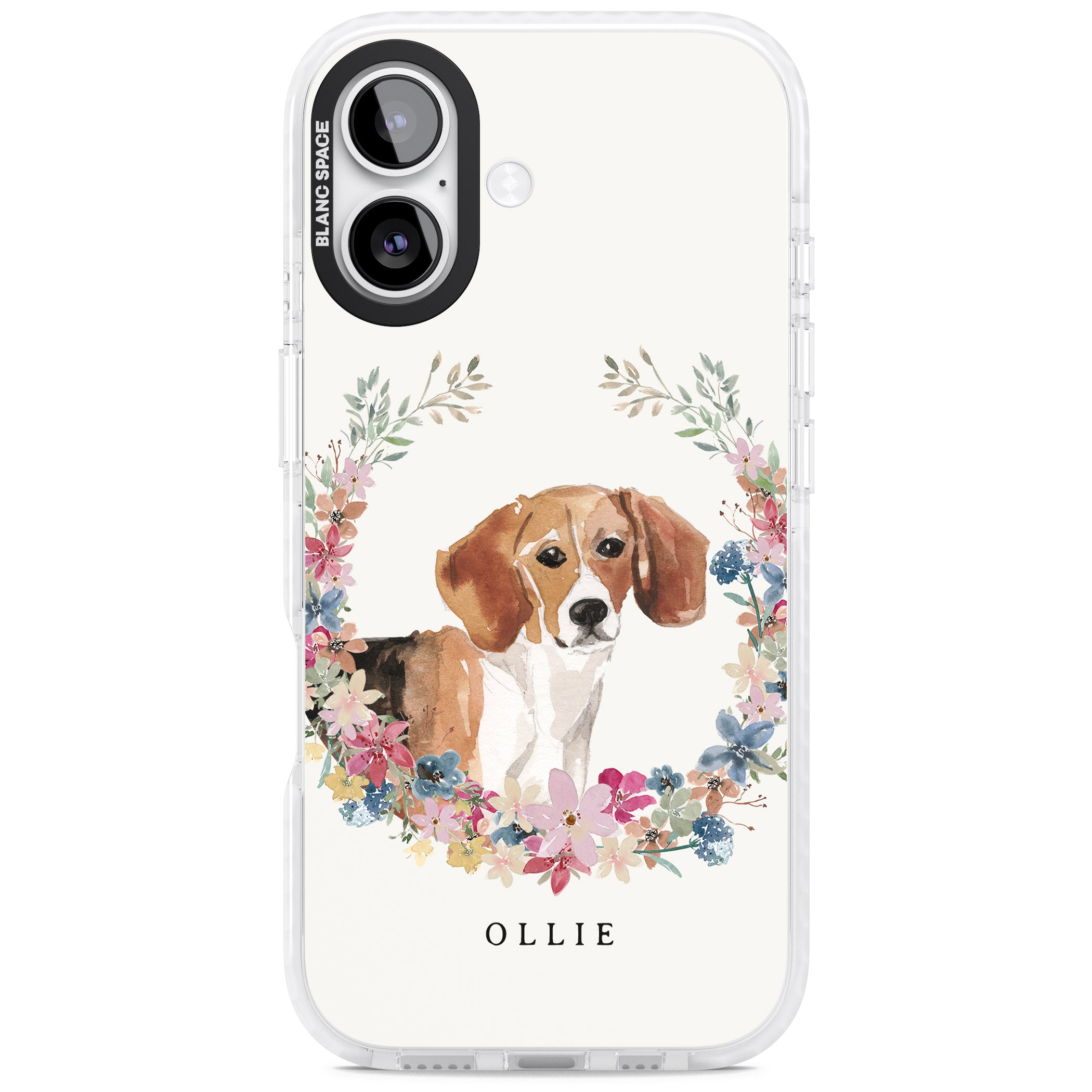 Personalised Beagle Floral Portrait iPhone 17 Impact Clear Phone Case