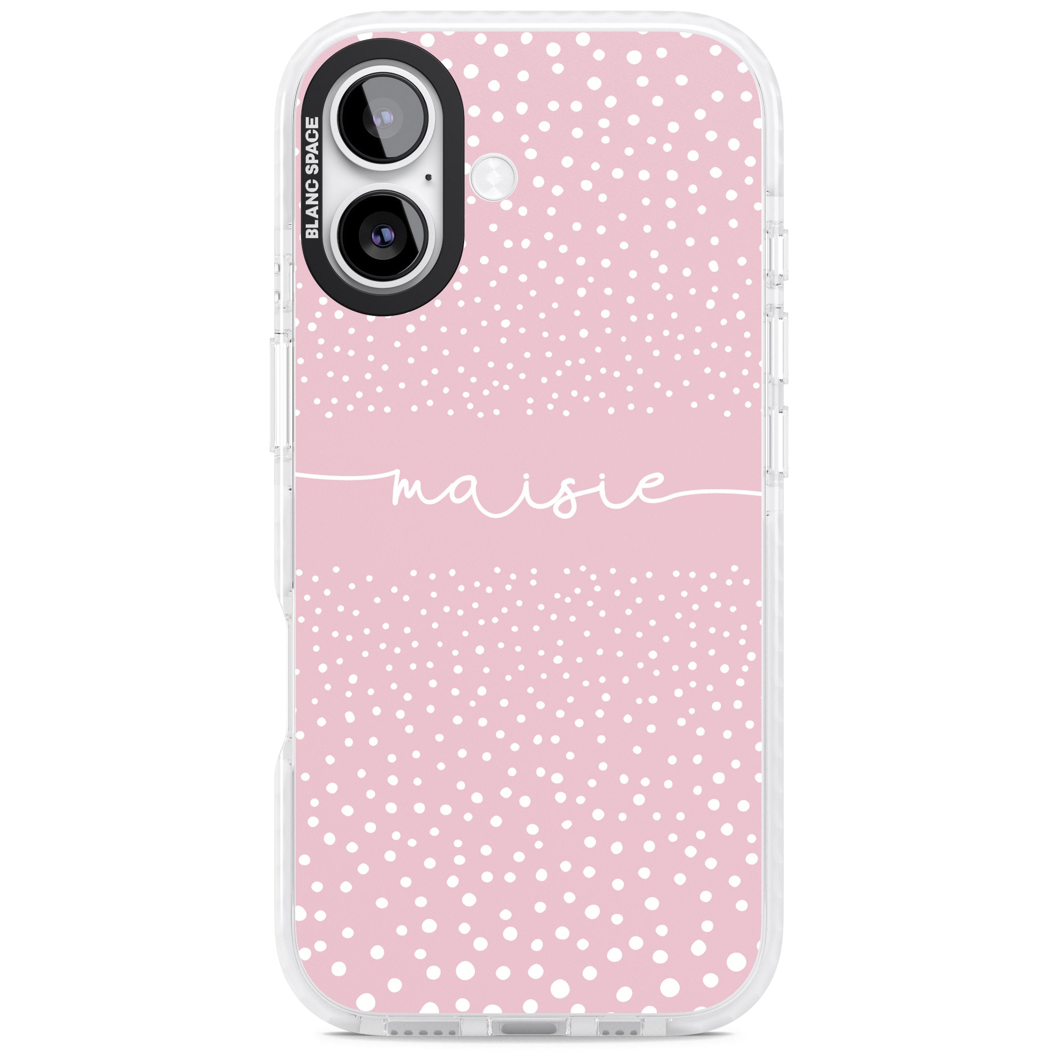 Personalised Pink Dots iPhone 17 Impact Clear Phone Case