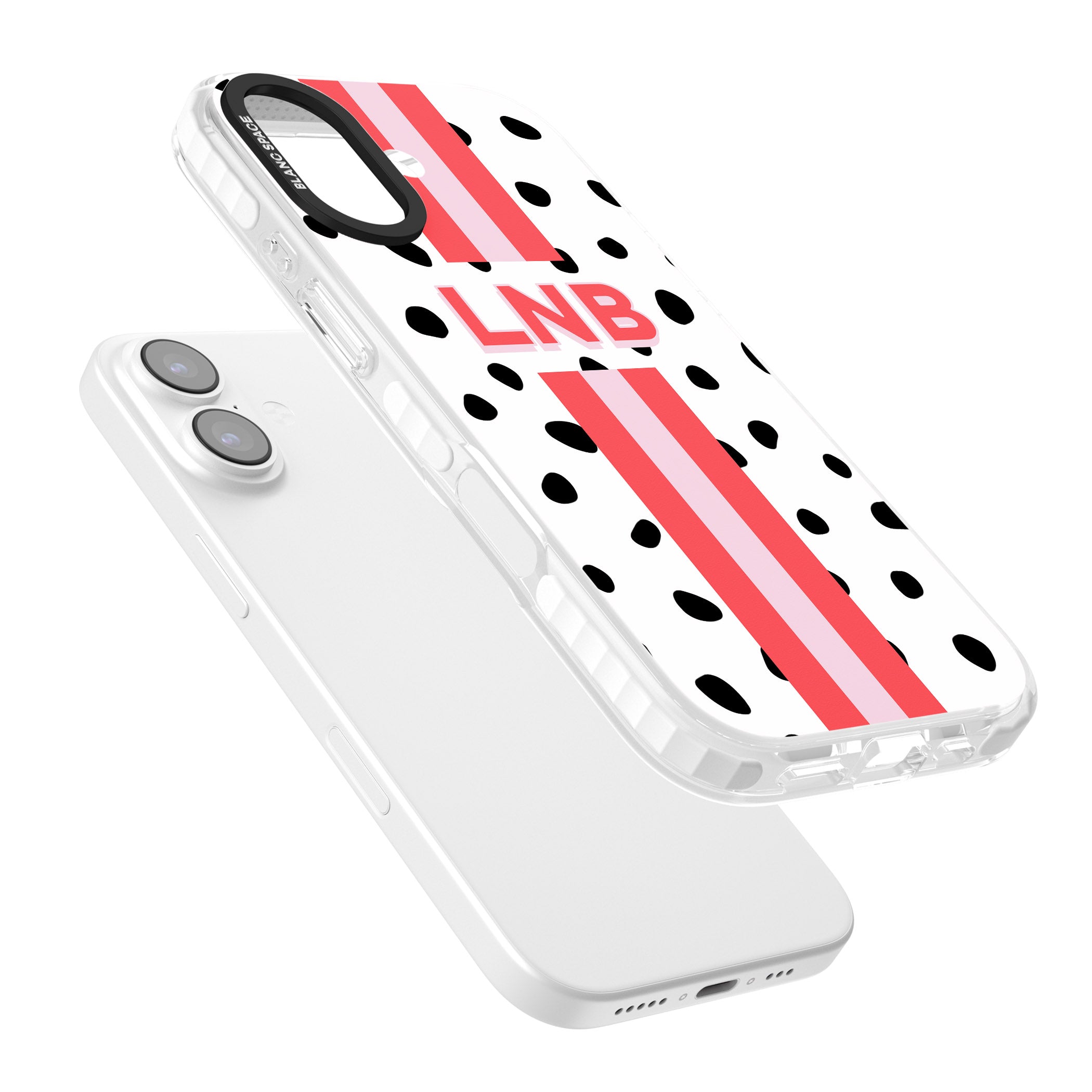 Personalised Polka & Pink Stripe iPhone 17 Impact Clear Phone Case Colours