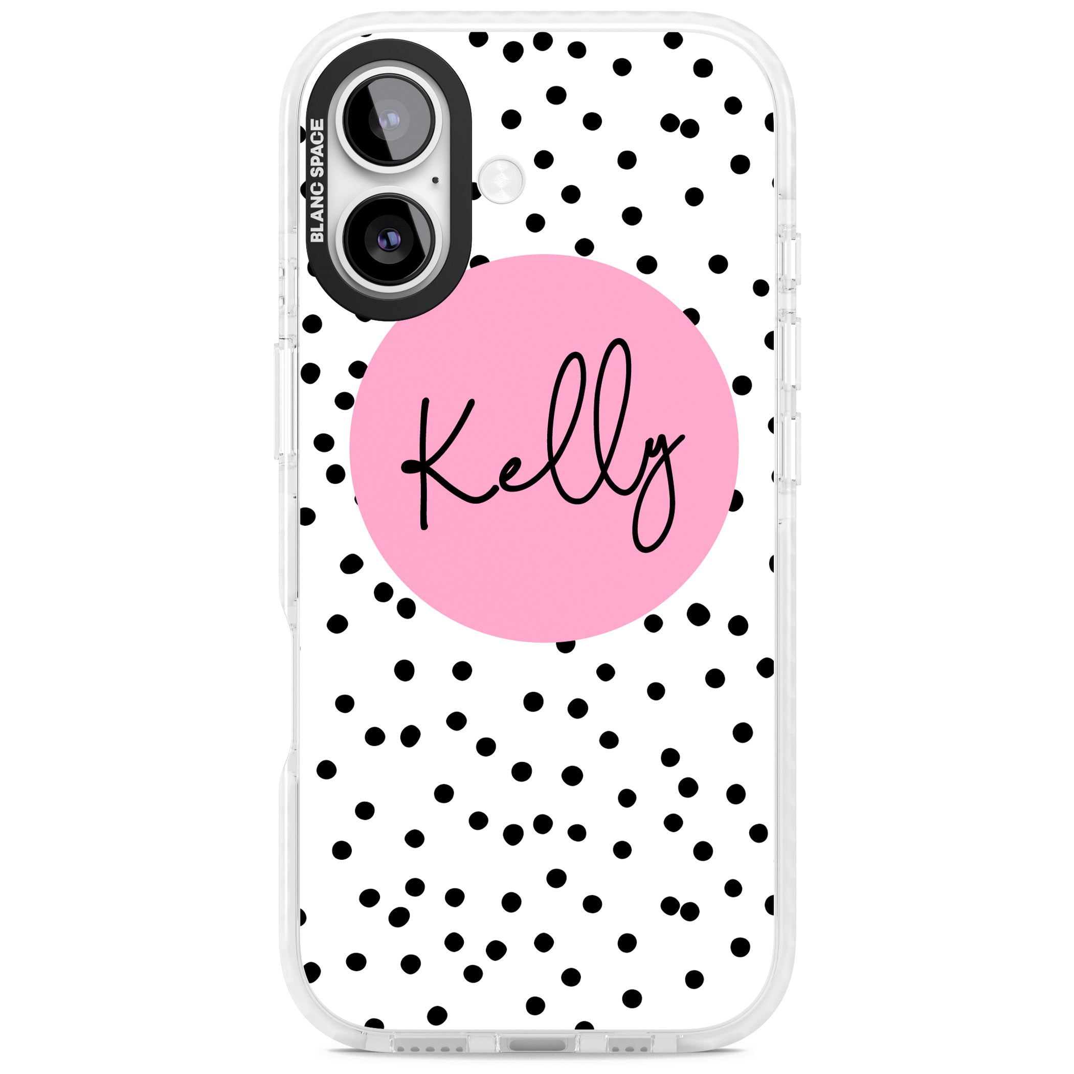 Personalised Pink Circle & Dots iPhone 17 Impact Clear Phone Case