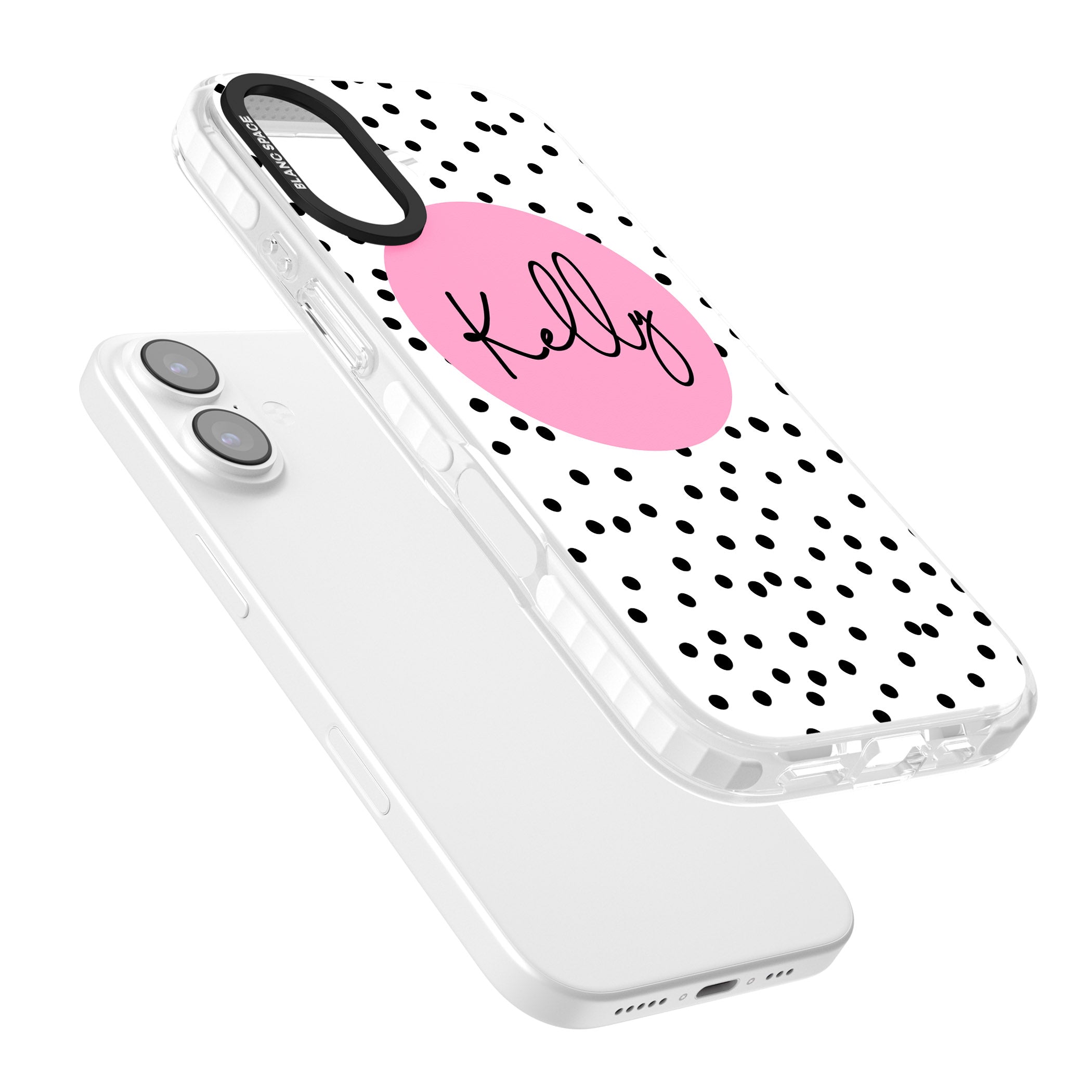 Personalised Pink Circle & Dots iPhone 17 Impact Clear Phone Case Colours
