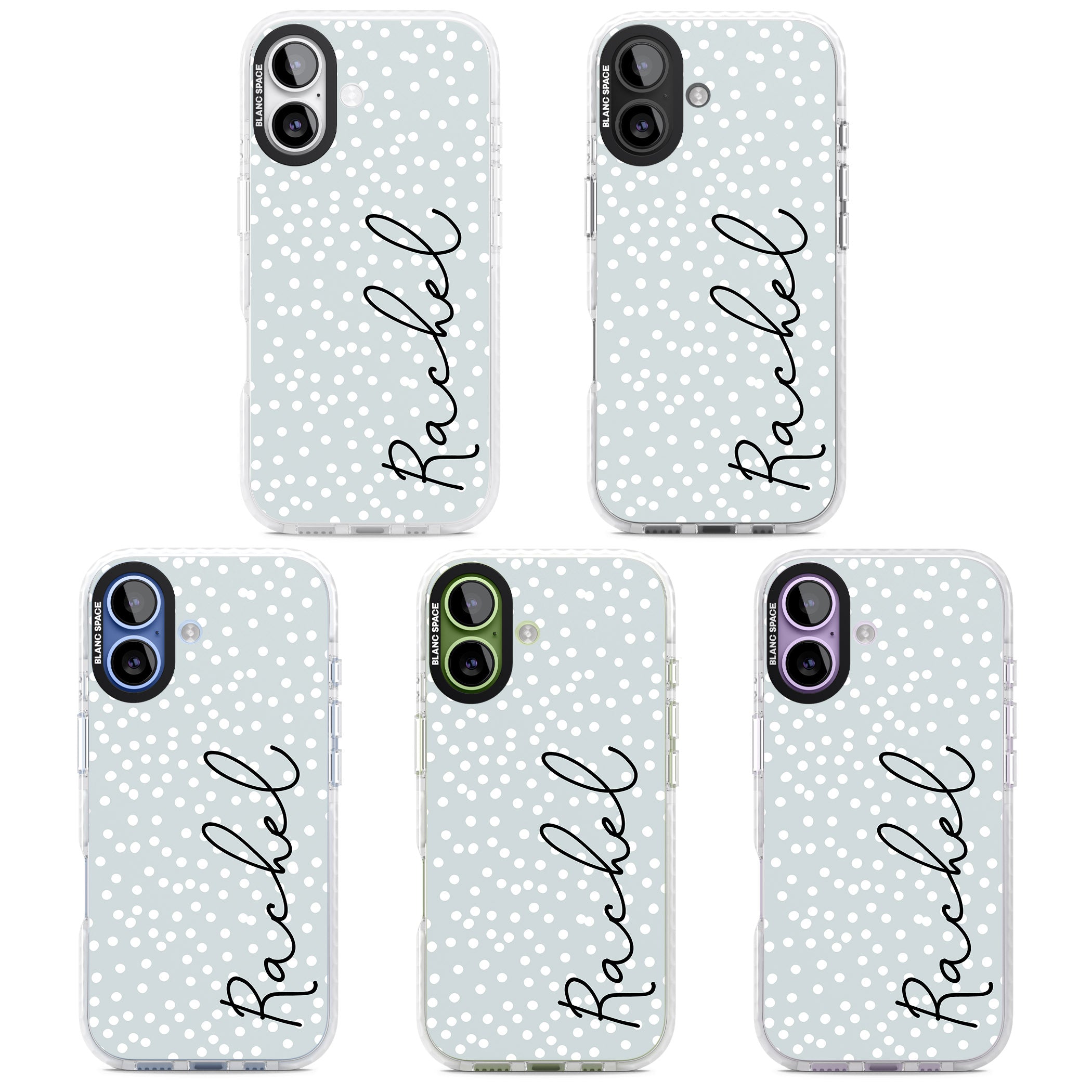 Personalised Vertical Cursive & Dots iPhone 17 Impact Clear Phone Case APT Impact Protection