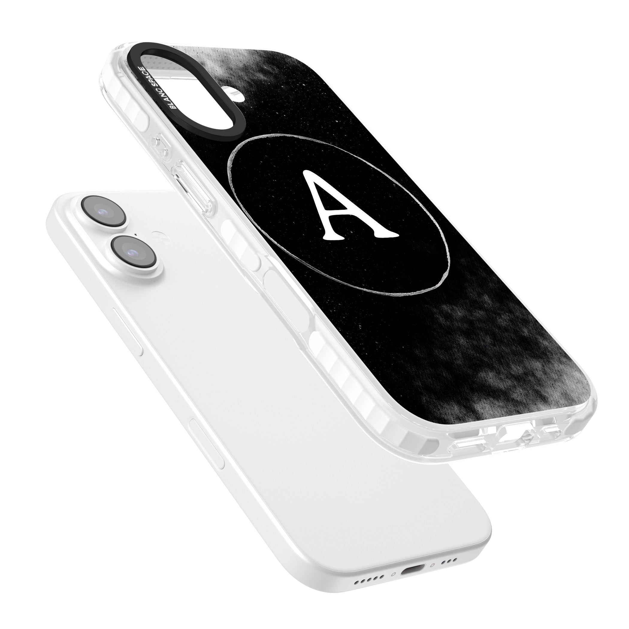 Personalised Monochrome Cosmic Monogram iPhone 17 Impact Clear Phone Case Colours