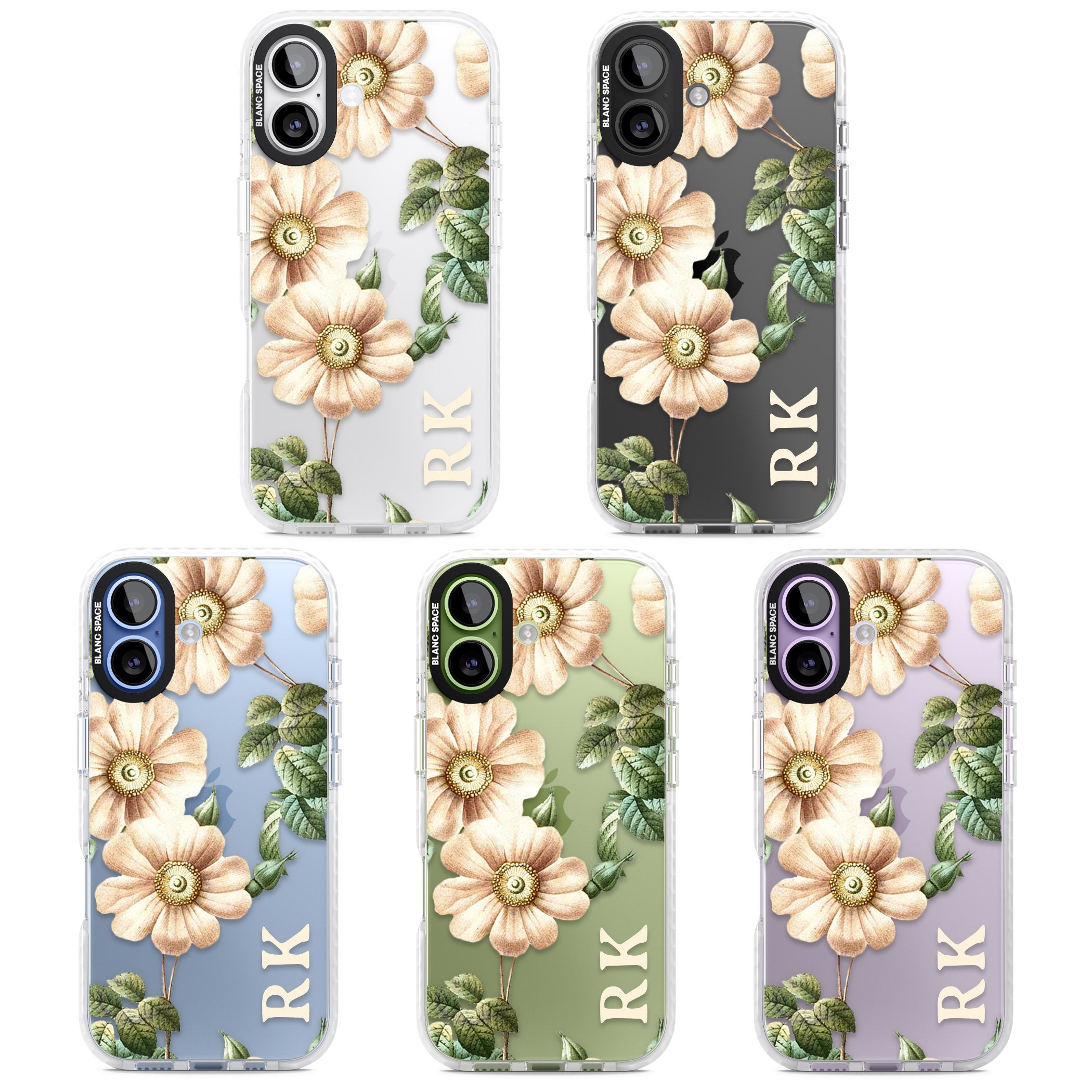 Personalised Vintage Floral Anemone iPhone 17 Impact Clear Phone Case APT Impact Protection