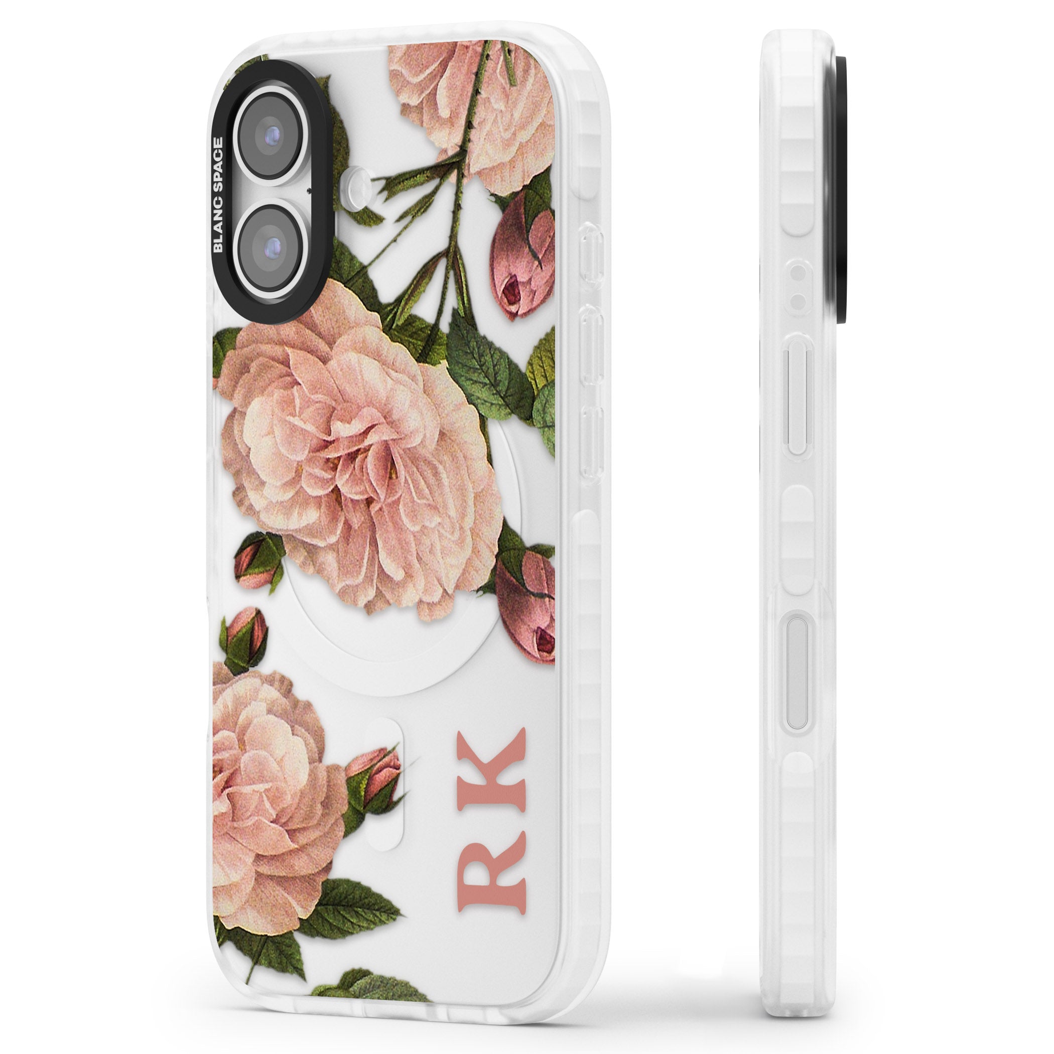 Personalised Vintage Floral iPhone 17 Impact Clear Phone Case Side Profile