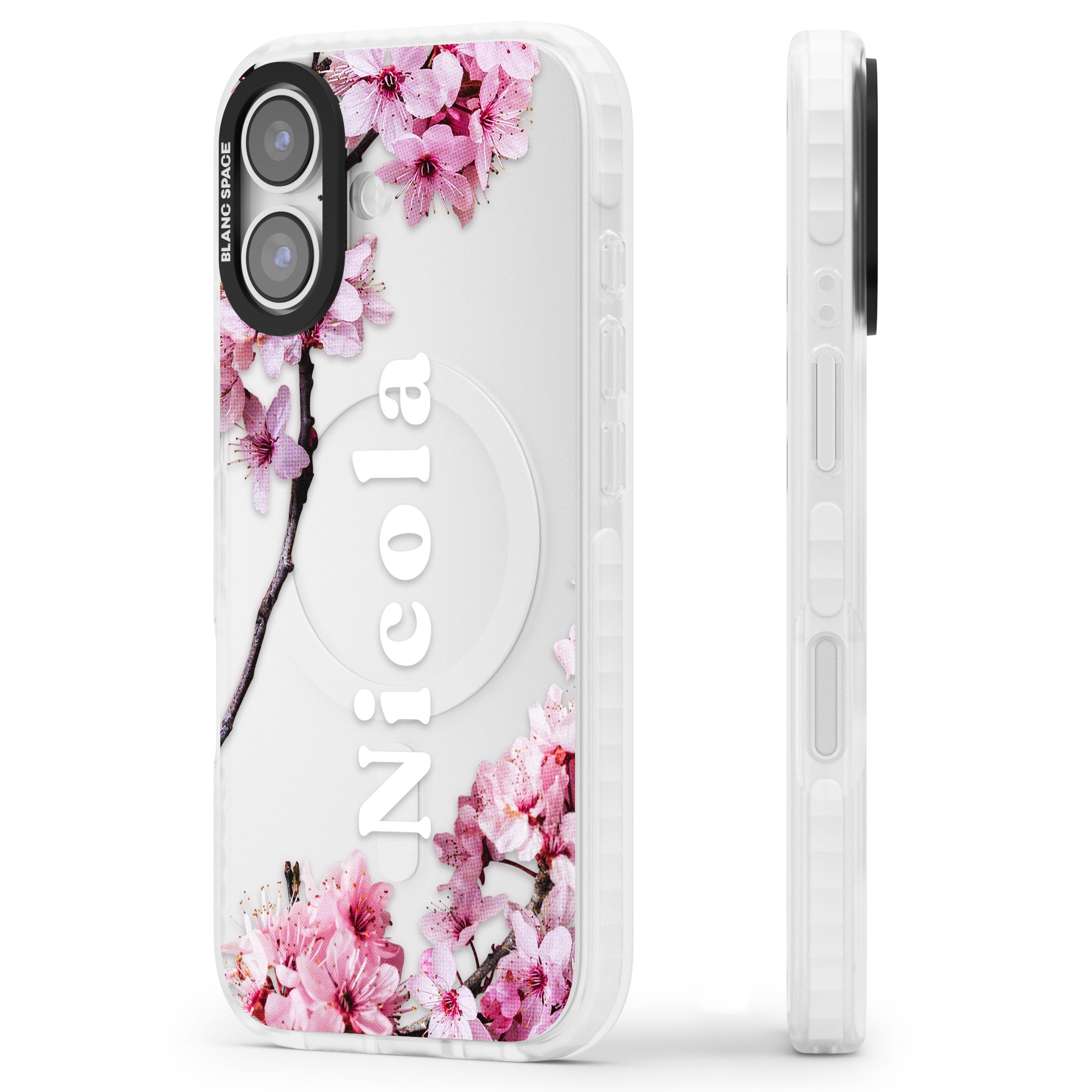 Personalised Cherry Blossom Elegance Classic iPhone 17 Impact Clear Phone Case Side Profile