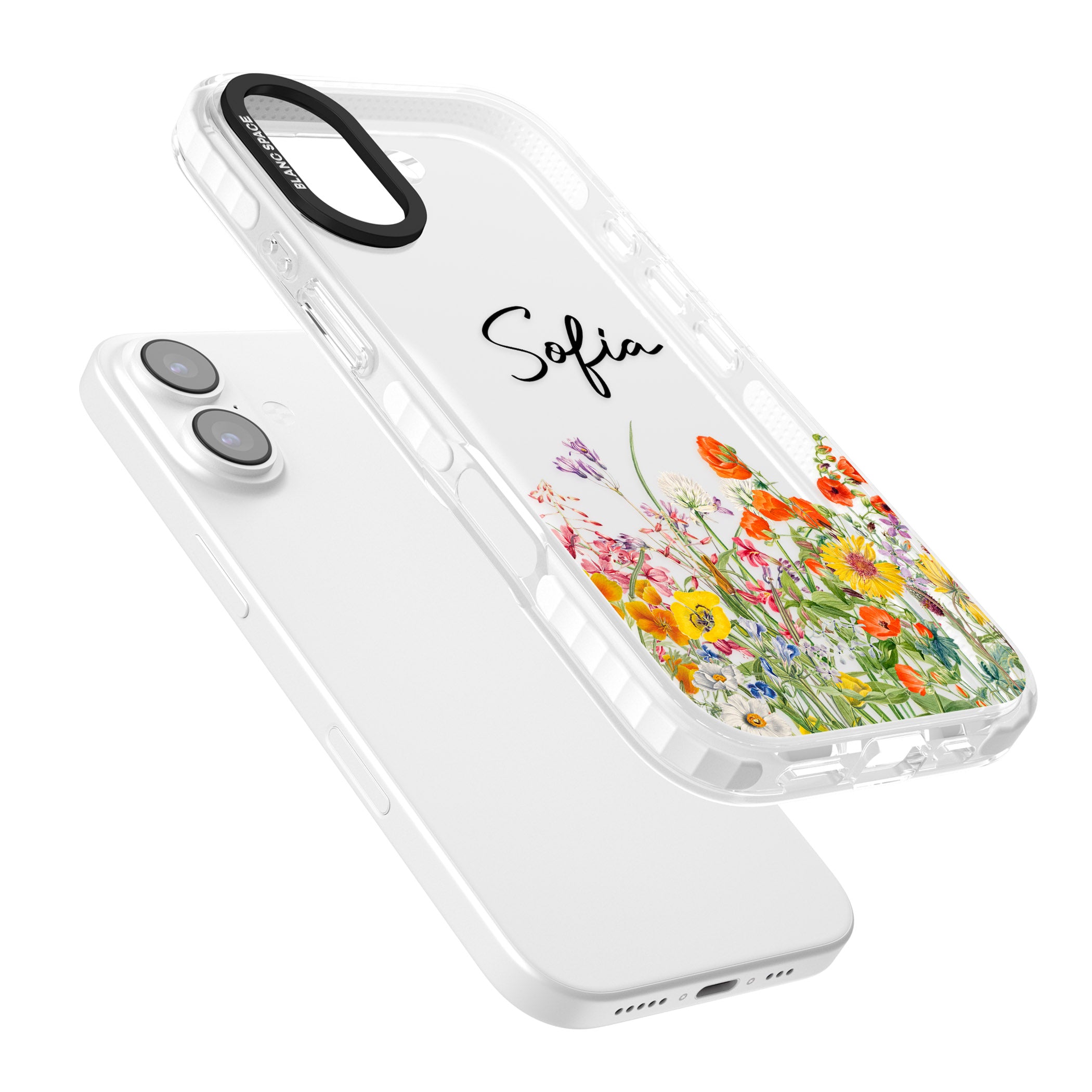 Personalised Summer Wildflowers iPhone 17 Impact Clear Phone Case Colours