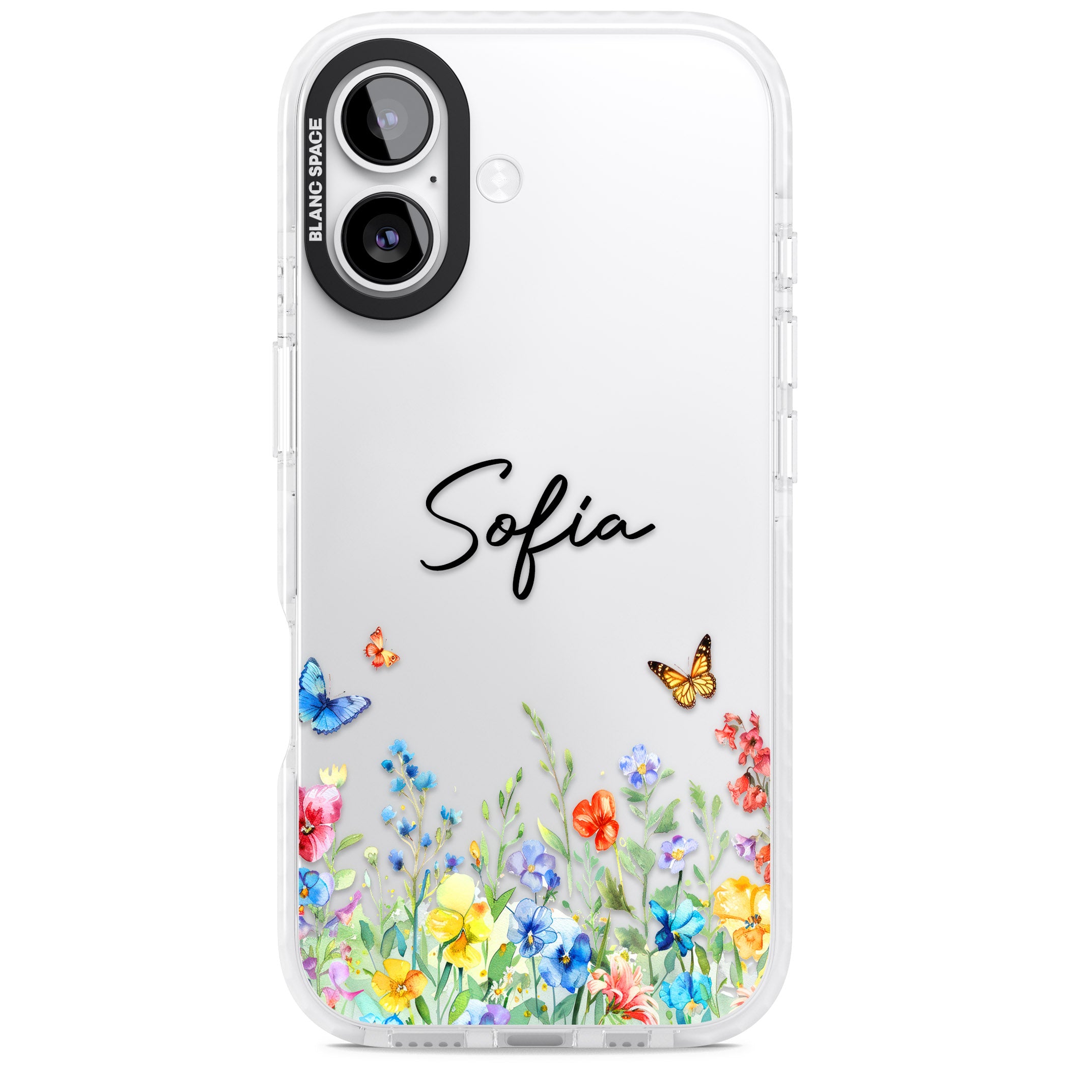 Personalised Buterflies Wildflowers iPhone 17 Impact Clear Phone Case