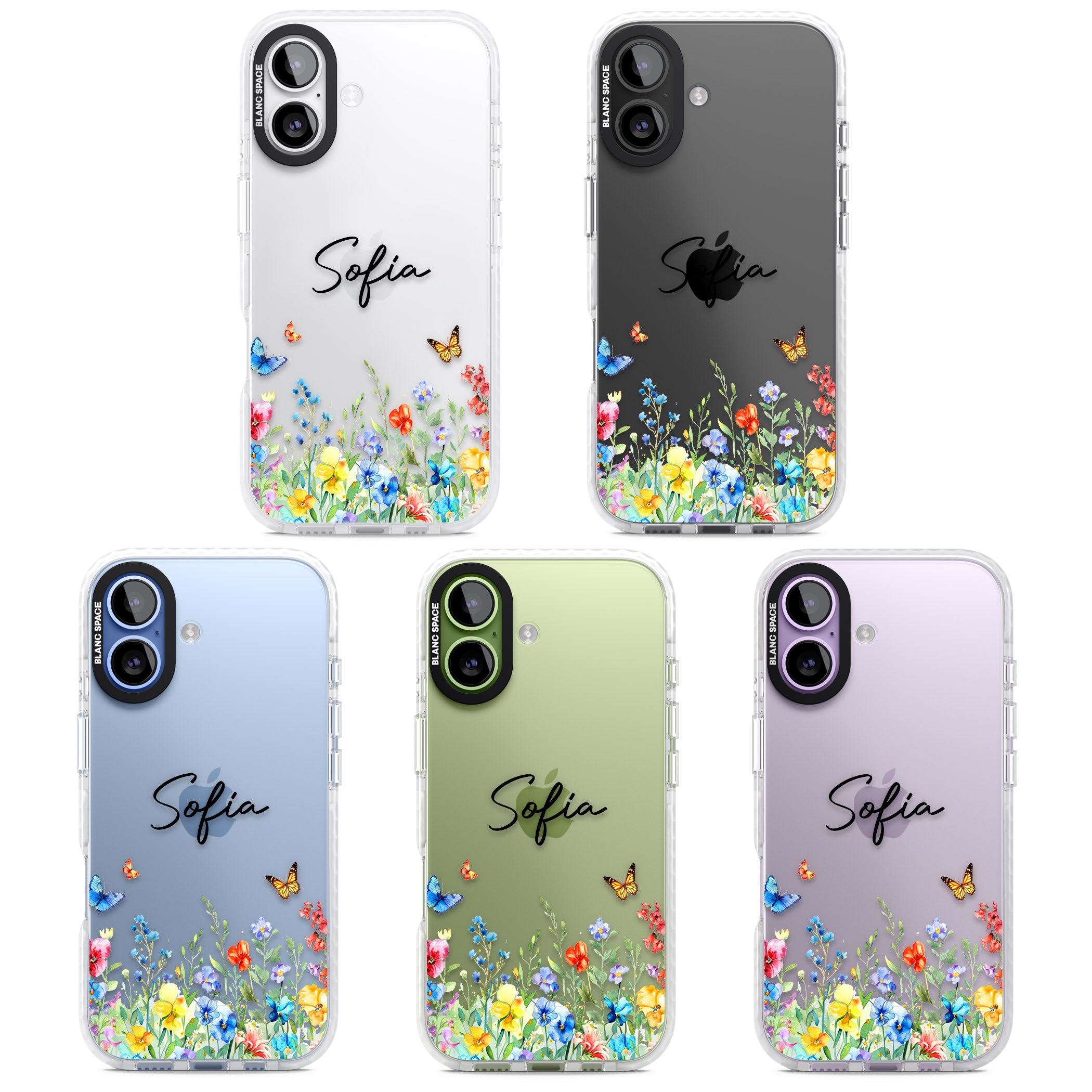 Personalised Buterflies Wildflowers iPhone 17 Impact Clear Phone Case APT Impact Protection