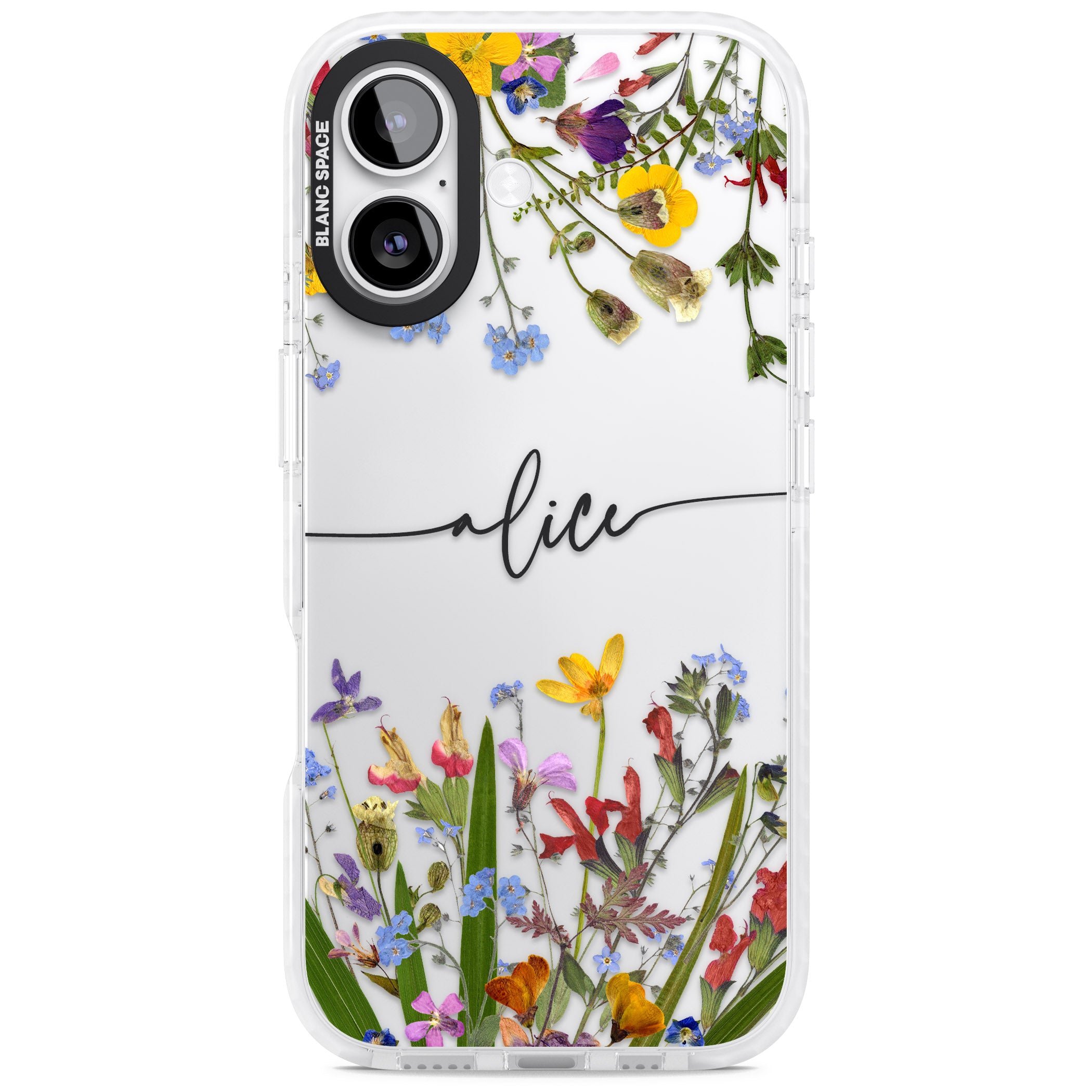 Personalised Wildflower Floral iPhone 17 Impact Clear Phone Case