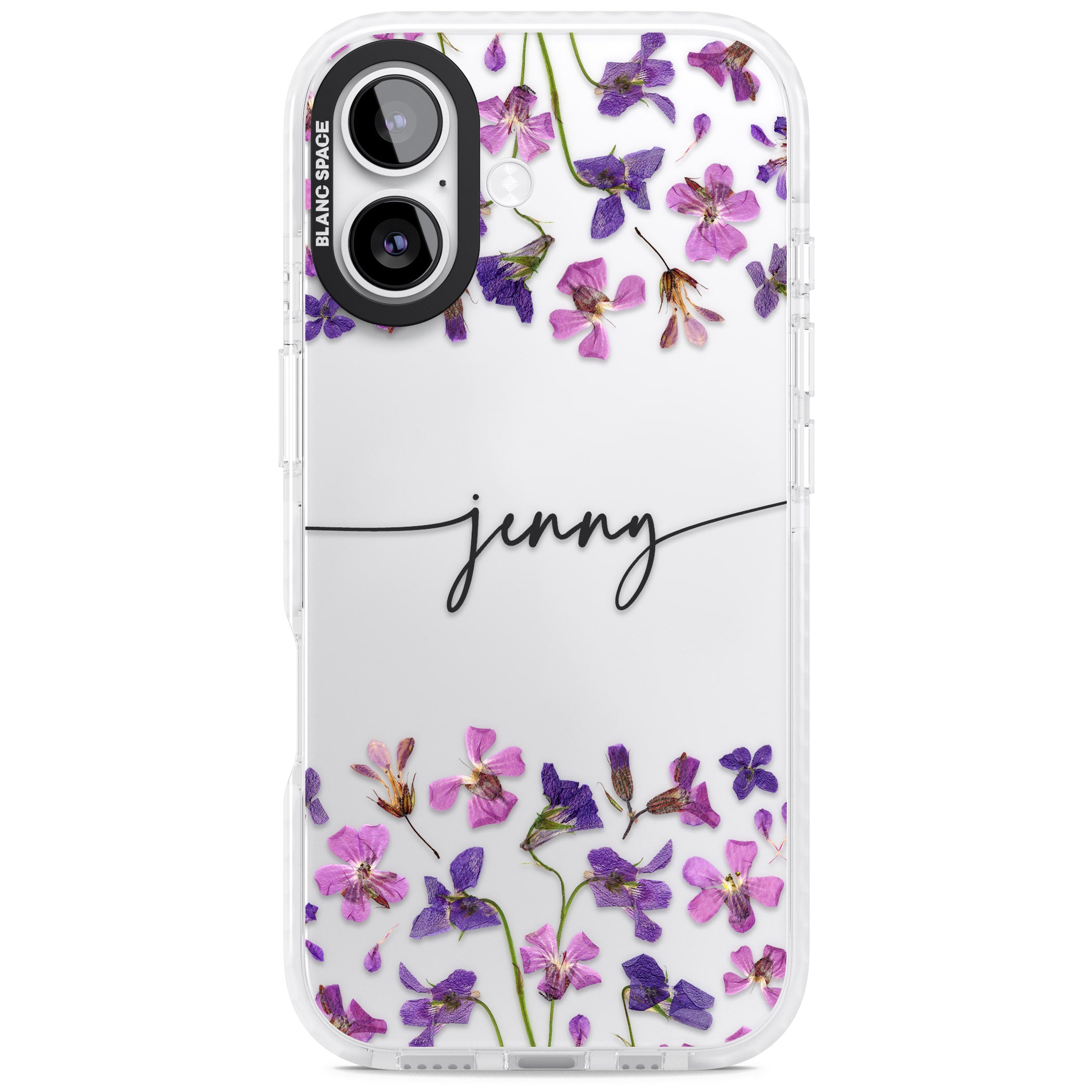 Personalised Purple Violets iPhone 17 Impact Clear Phone Case
