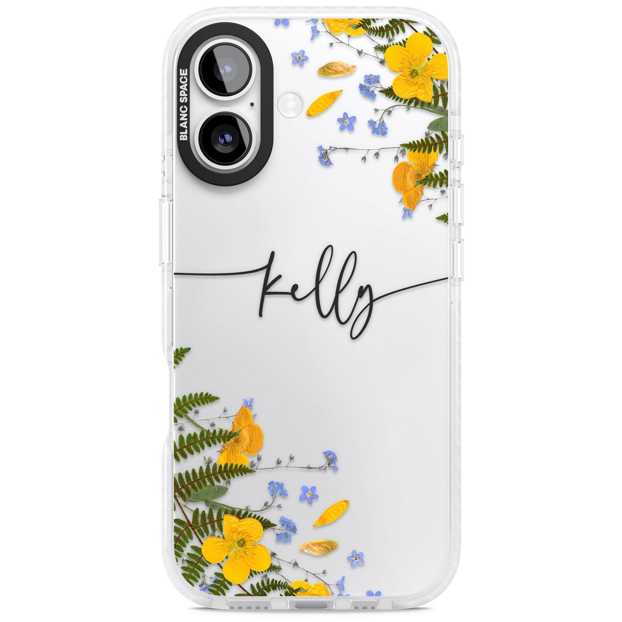 Personalised Ferns & Wildflowers iPhone 17 Impact Clear Phone Case