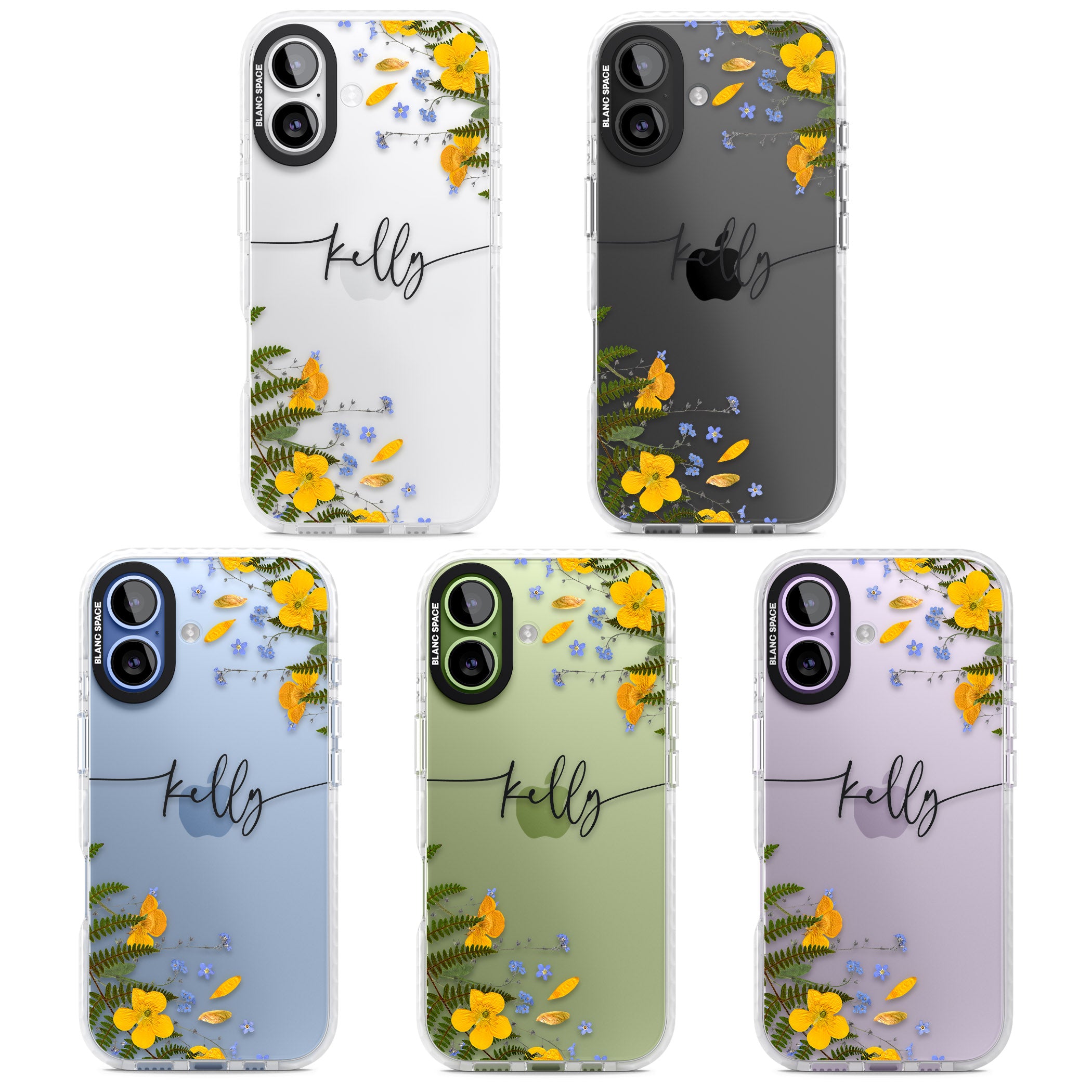 Personalised Ferns & Wildflowers iPhone 17 Impact Clear Phone Case APT Impact Protection