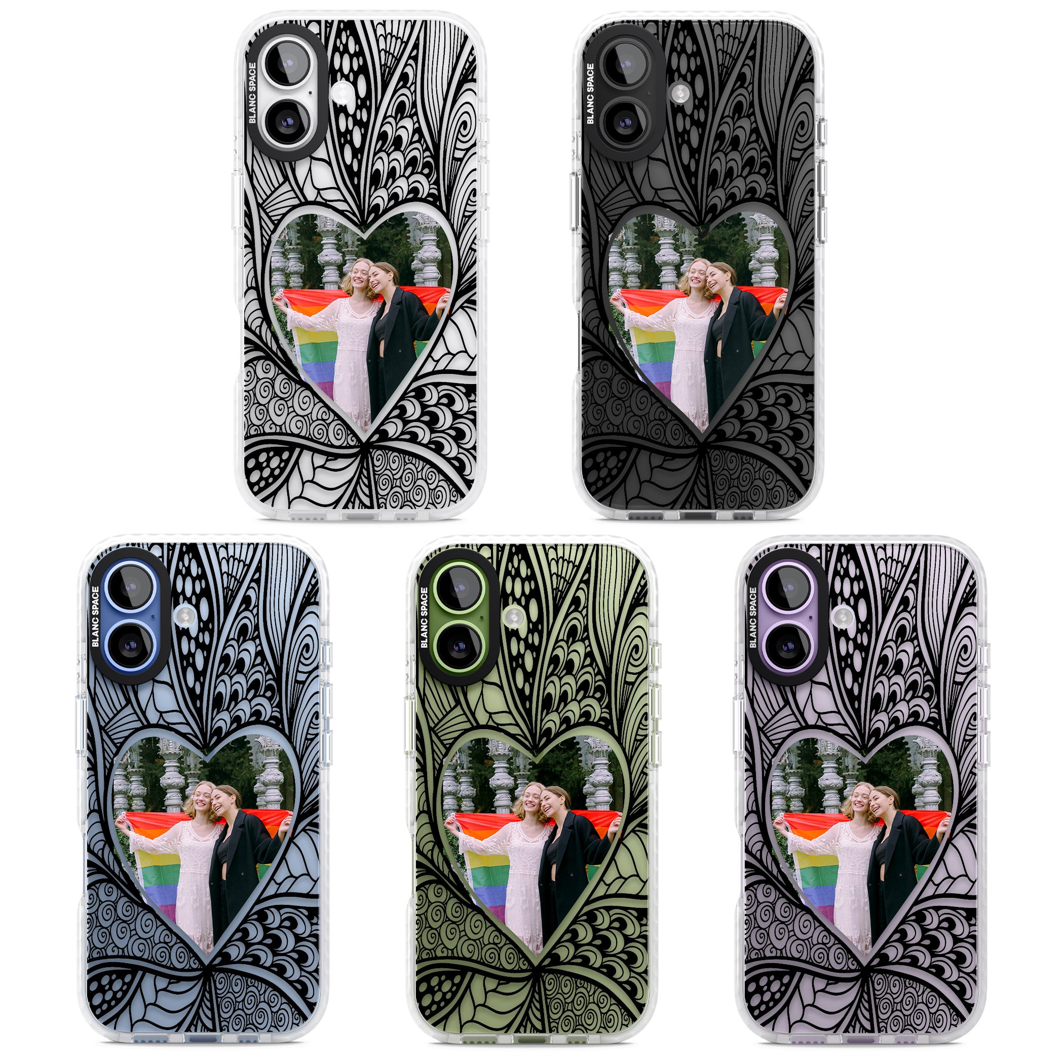 Personalised Henna Heart Photo Case iPhone 17 Impact Clear Phone Case APT Impact Protection