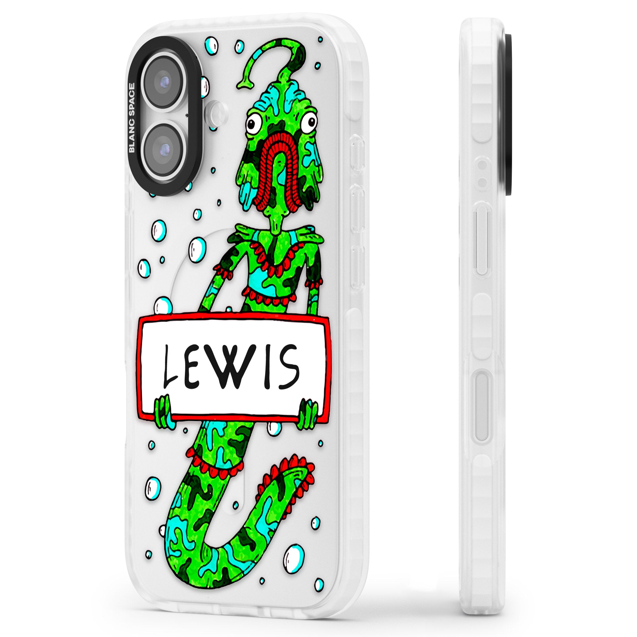 Personalised Fish Boy iPhone 17 Impact Clear Phone Case Side Profile